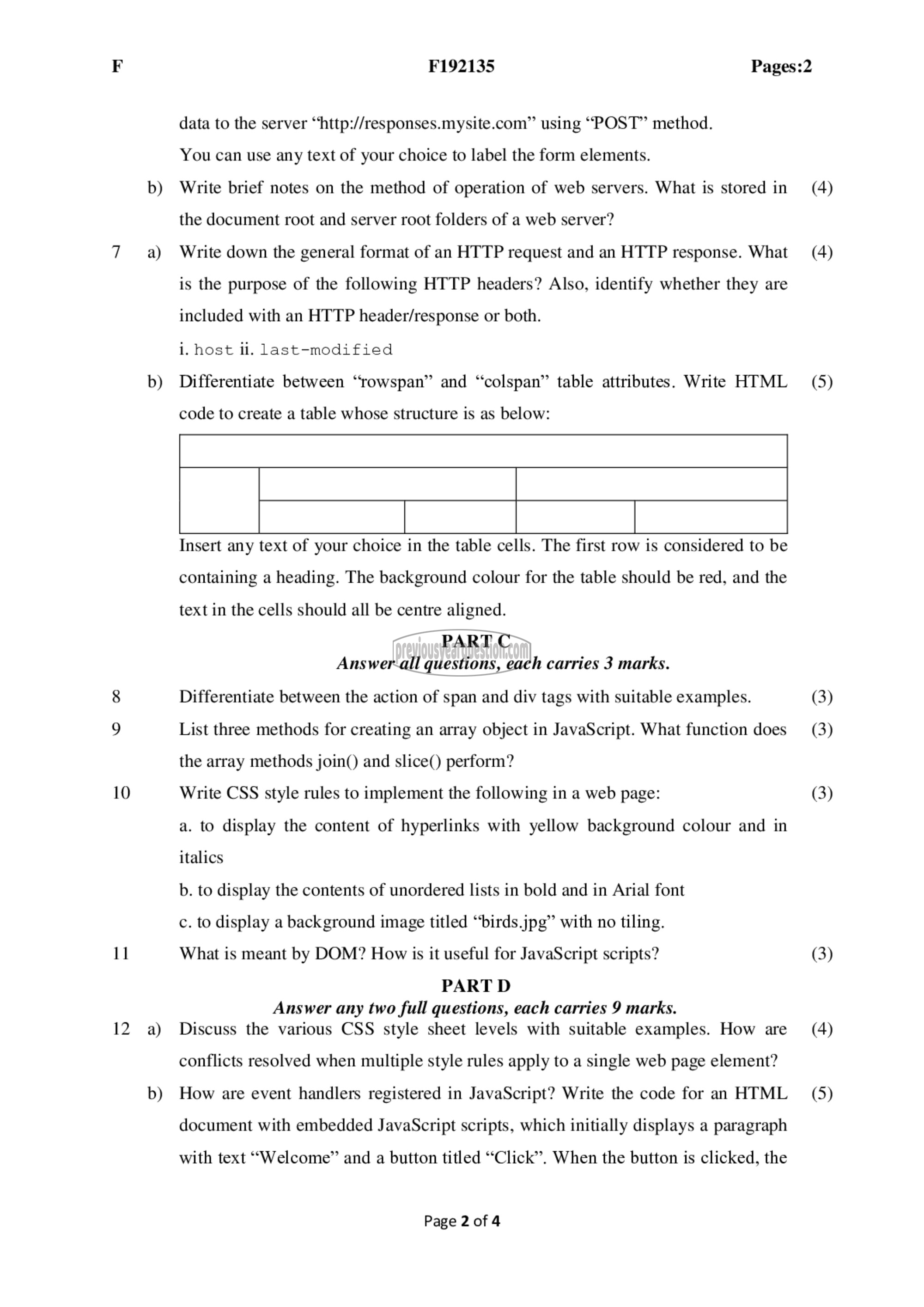 Question Paper - Web Technologies-2