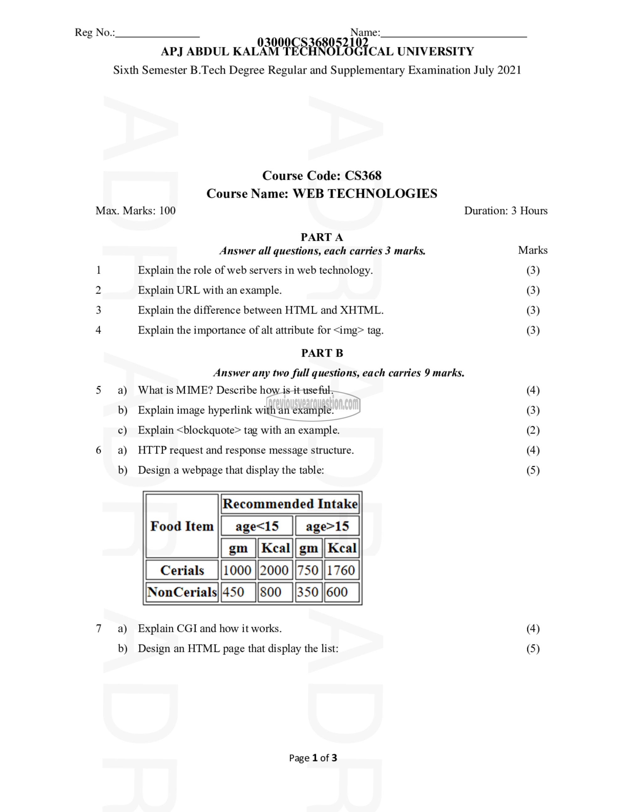 Question Paper - Web Technologies-1