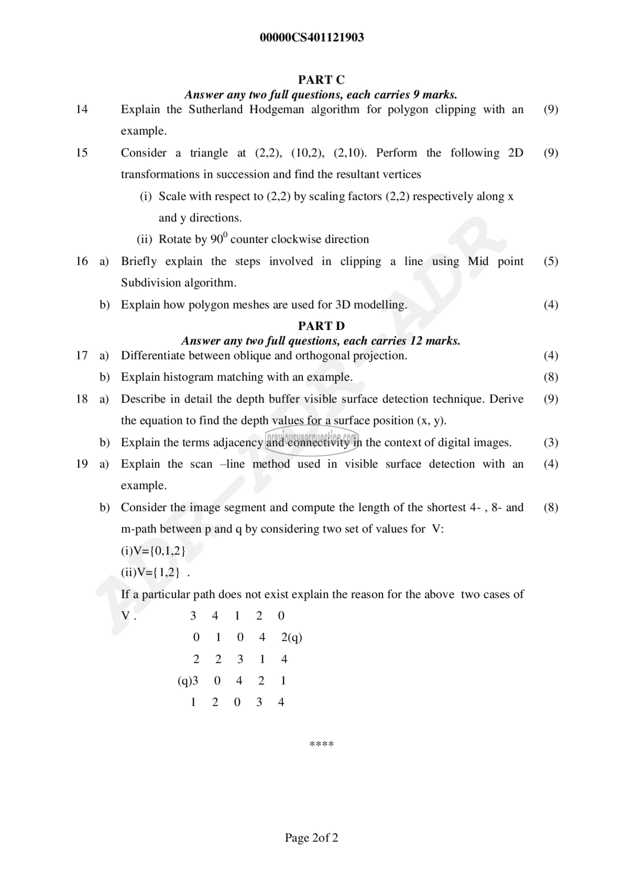 Question Paper - Computer Graphics-2