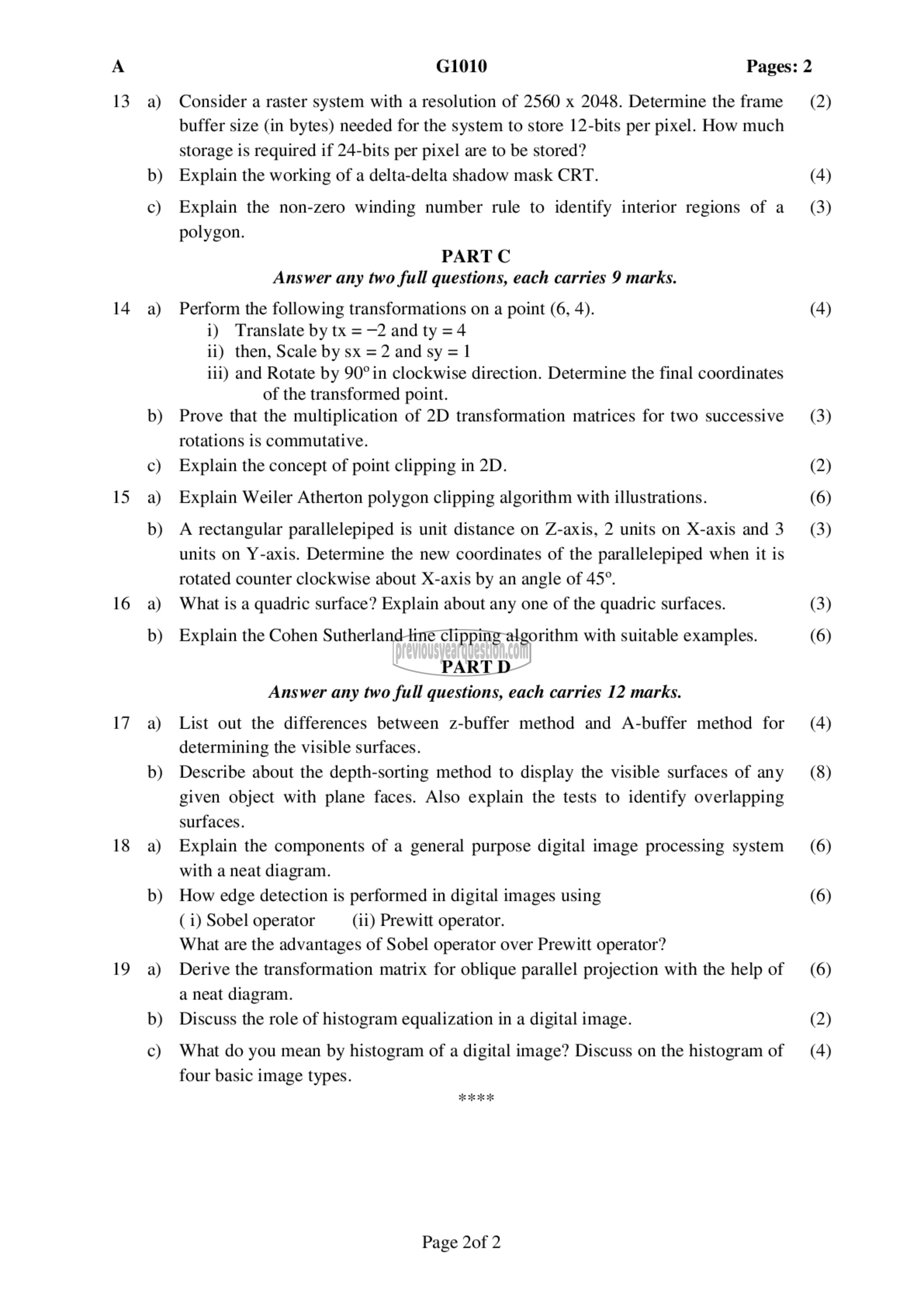 Question Paper - Computer Graphics-2