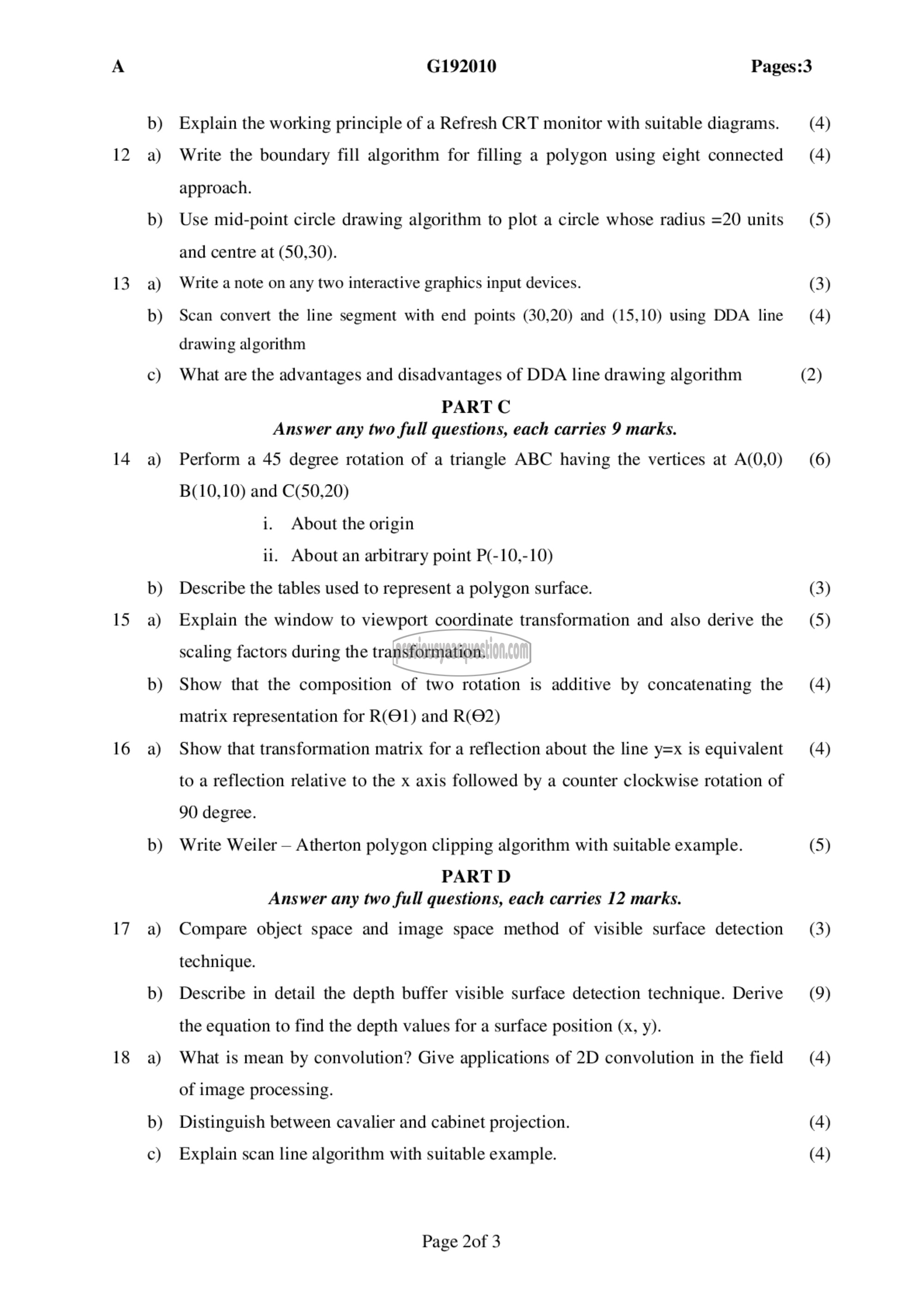 Question Paper - Computer Graphics-2