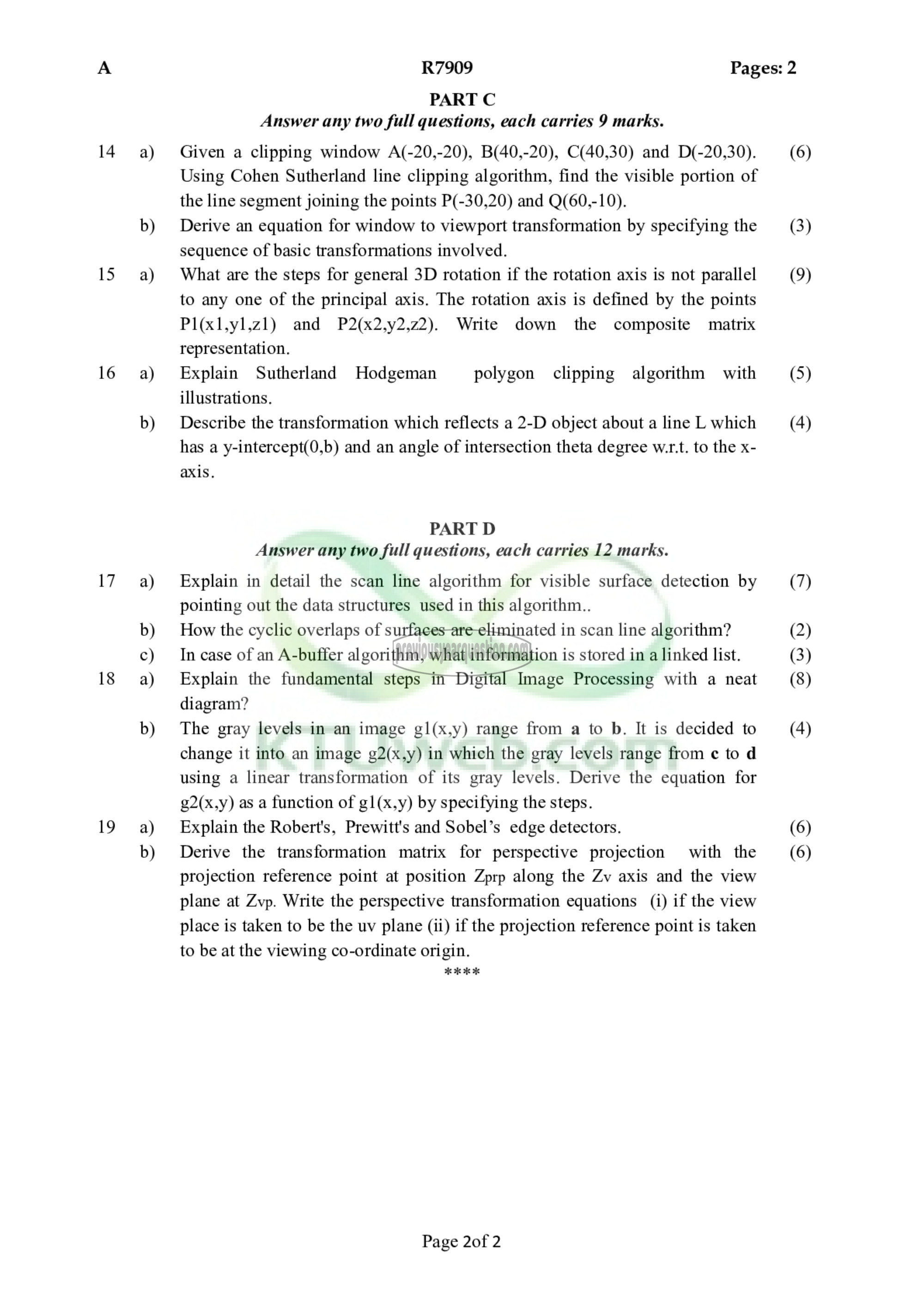 Question Paper - Computer Graphics-2