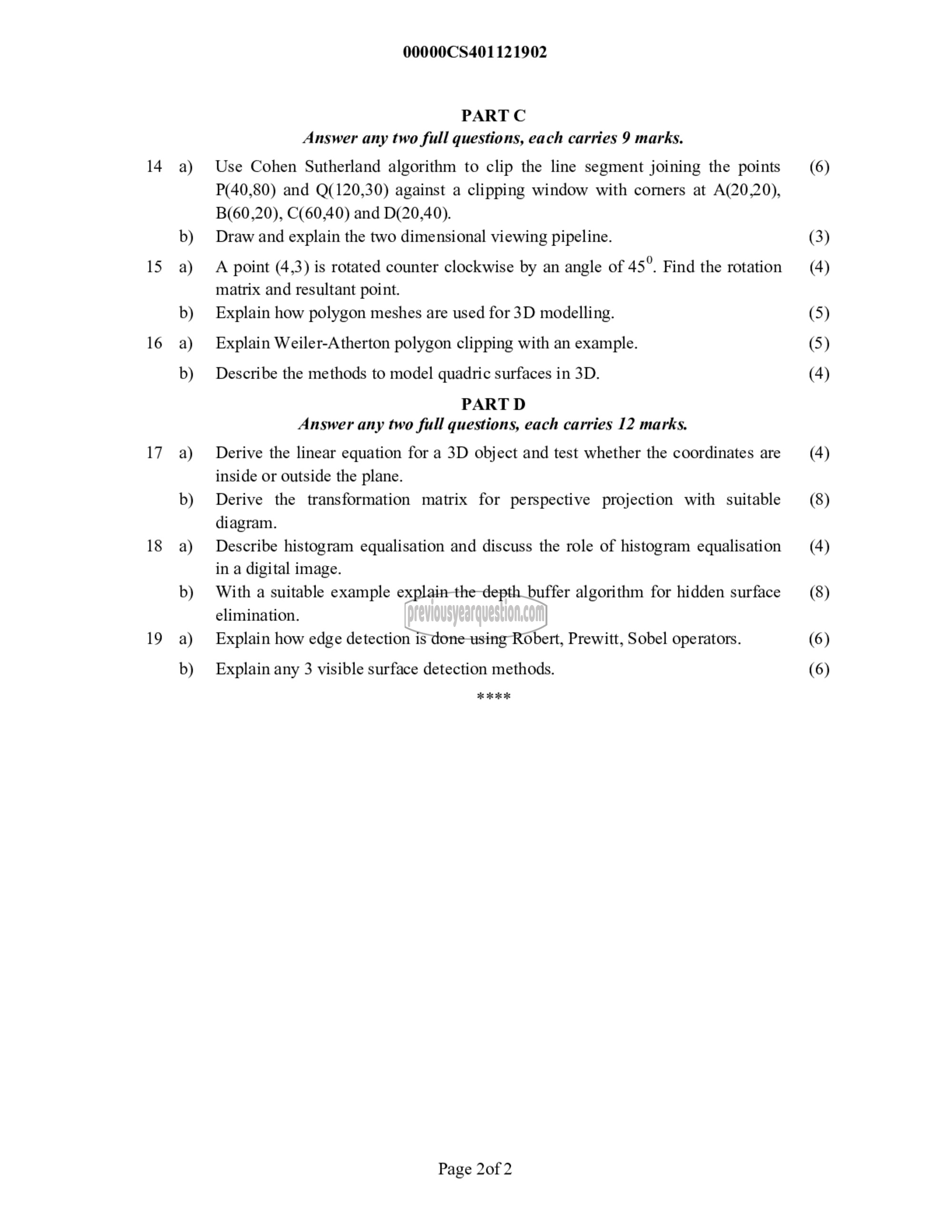 Question Paper - Computer Graphics-2