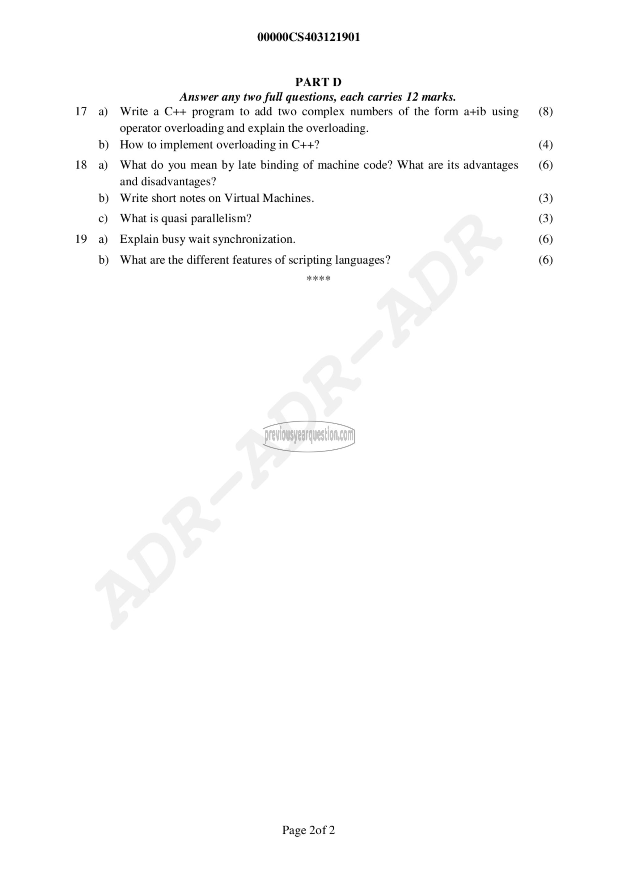 Question Paper - Programming Paradigms-2