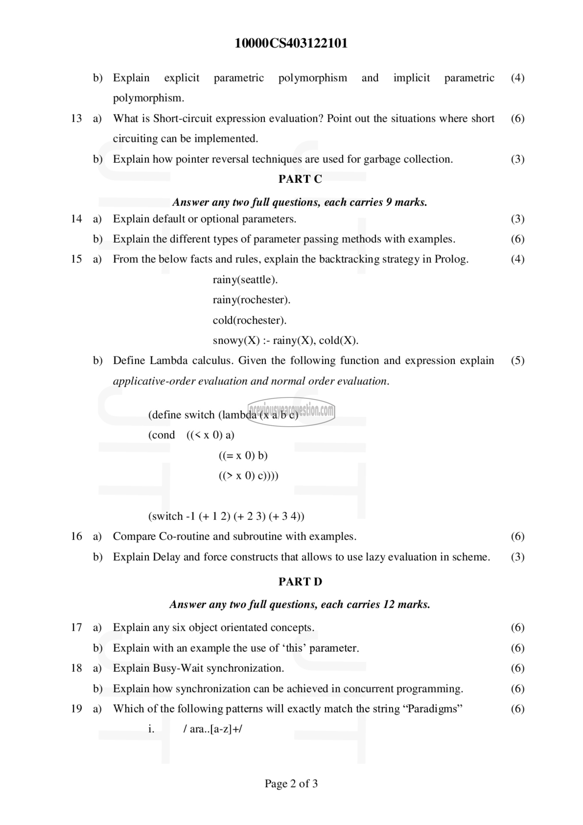 Question Paper - Programming Paradigms-2