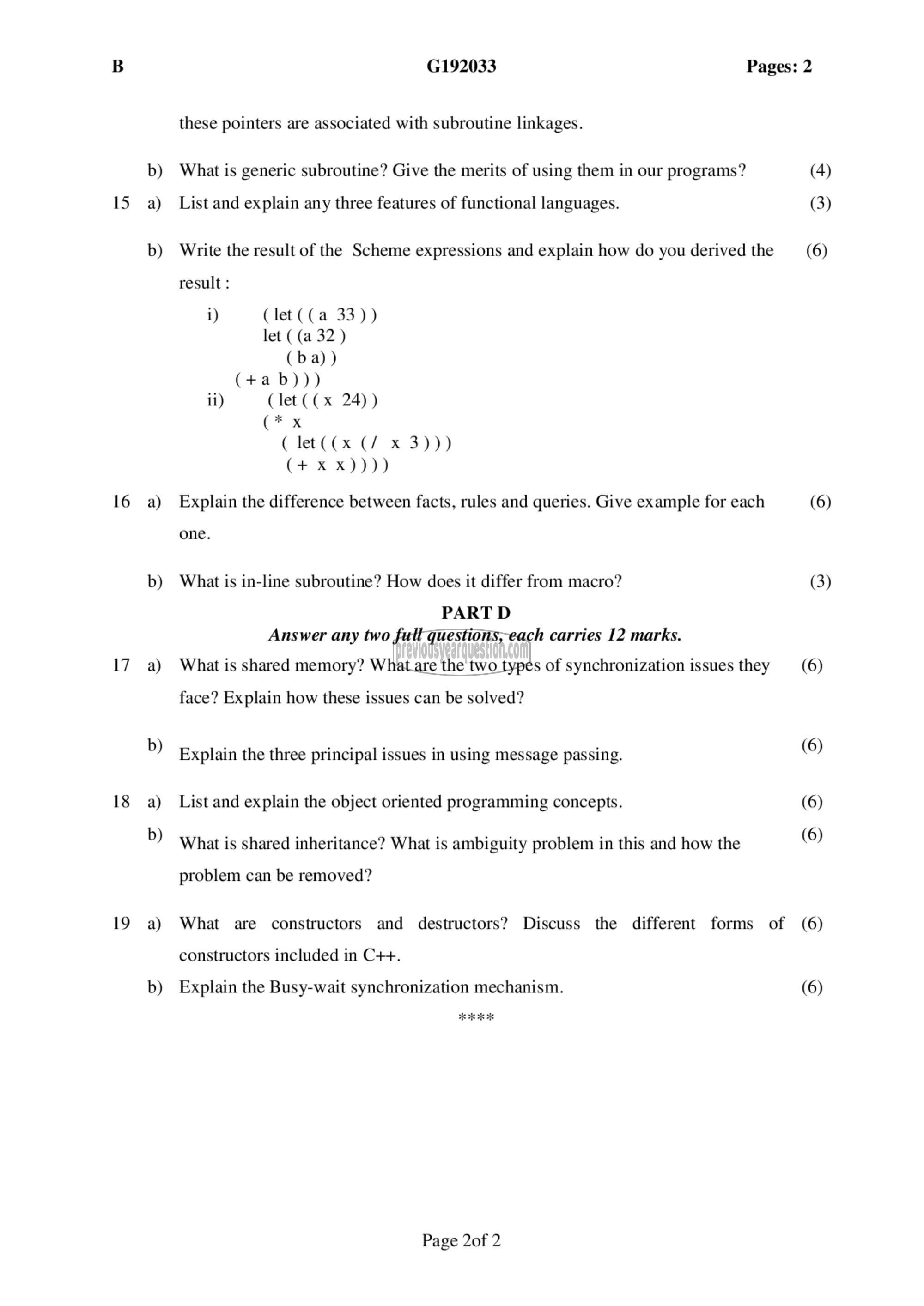 Question Paper - Programming Paradigms-2