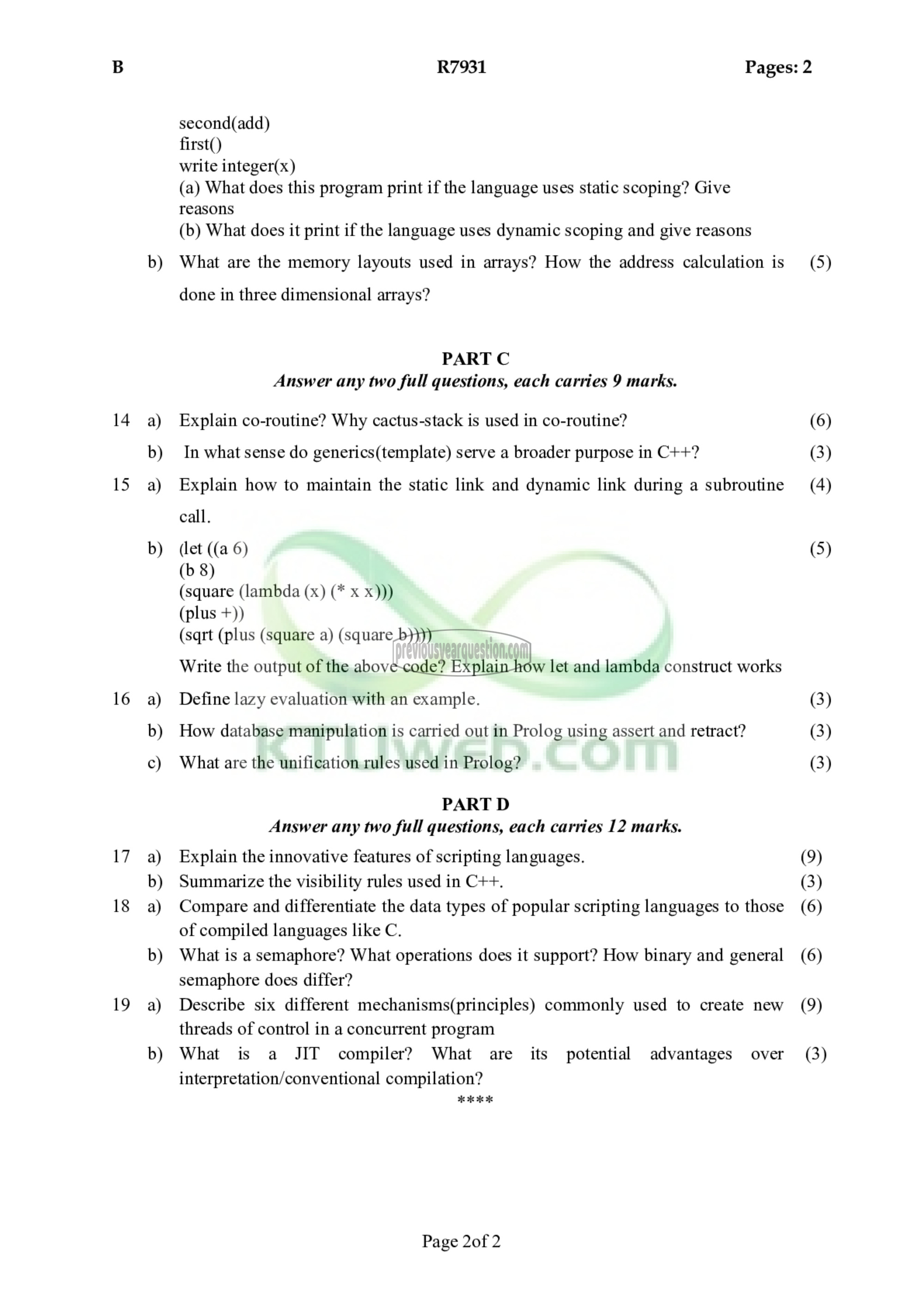 Question Paper - Programming Paradigms-2