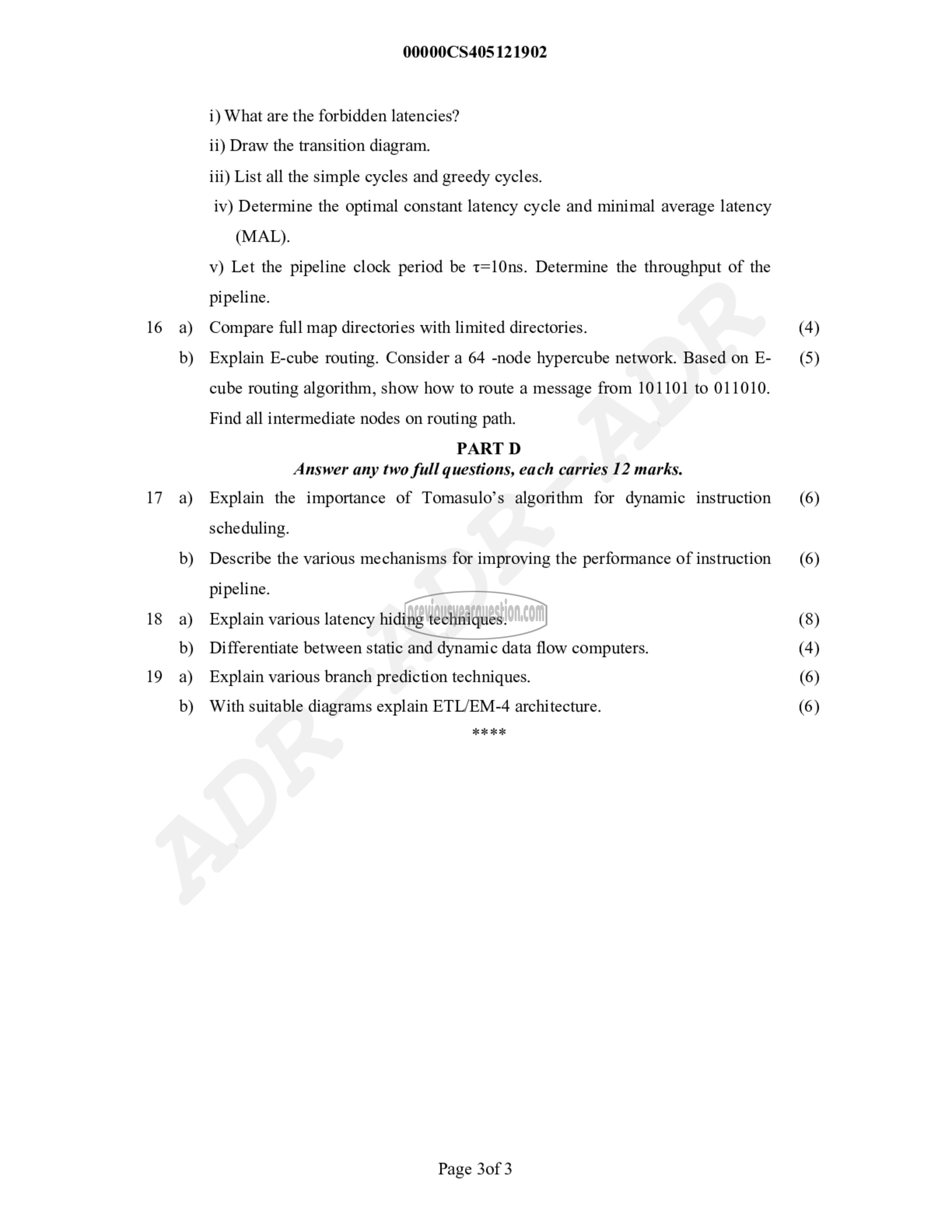 Question Paper - Computer System Architecture-3