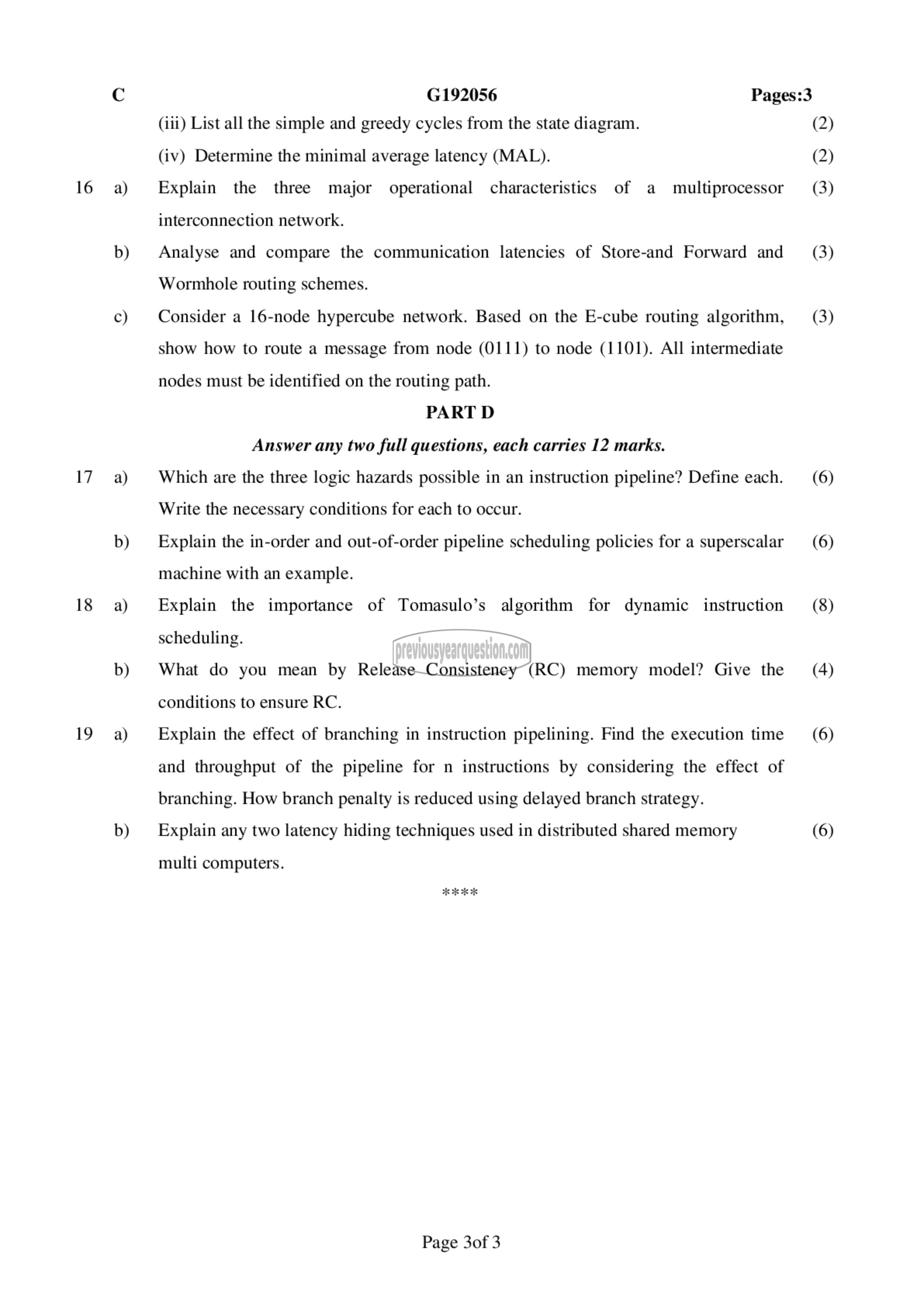 Question Paper - Computer System Architecture-3