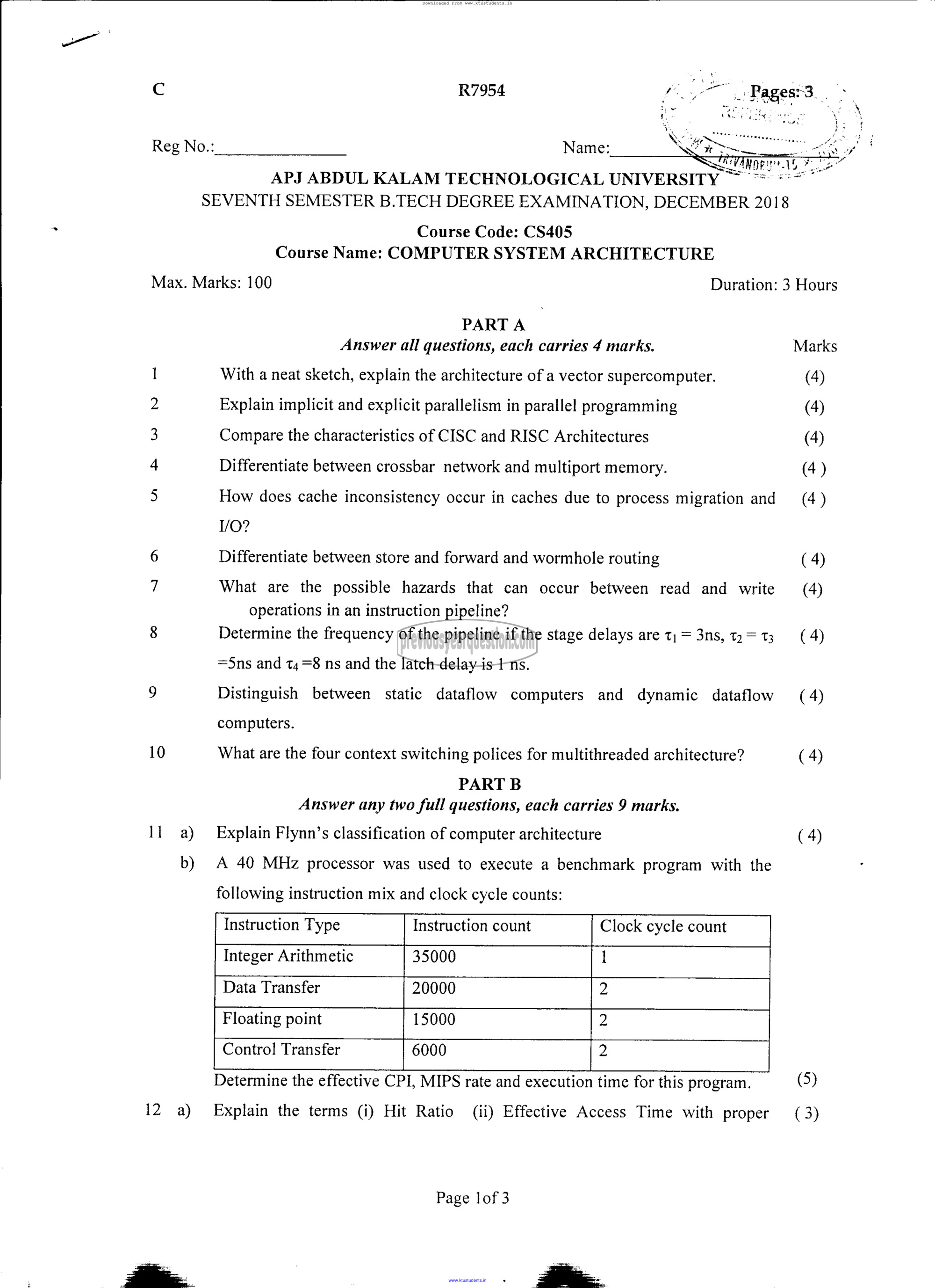 Question Paper - Computer System Architecture-1