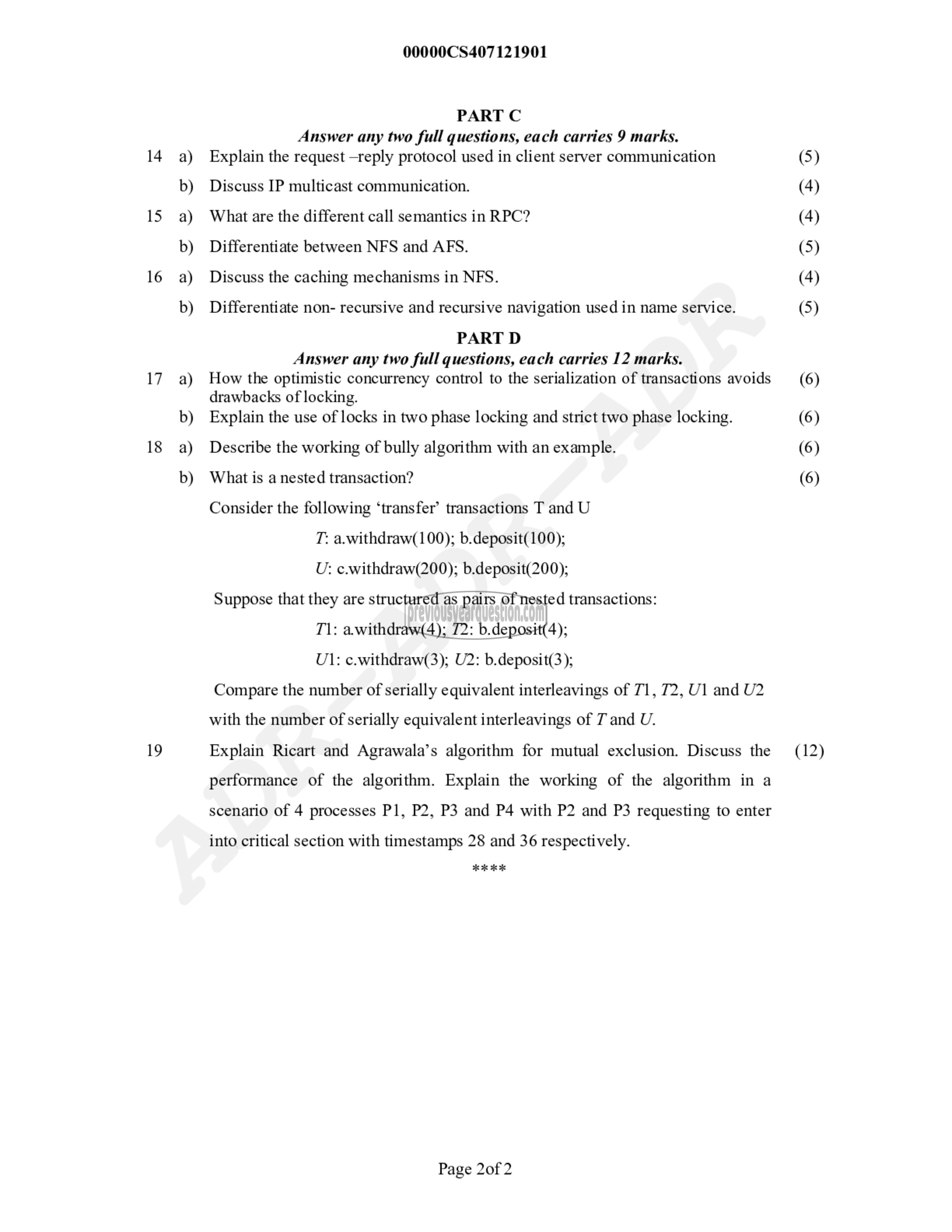 Question Paper - Distributed Computing-2