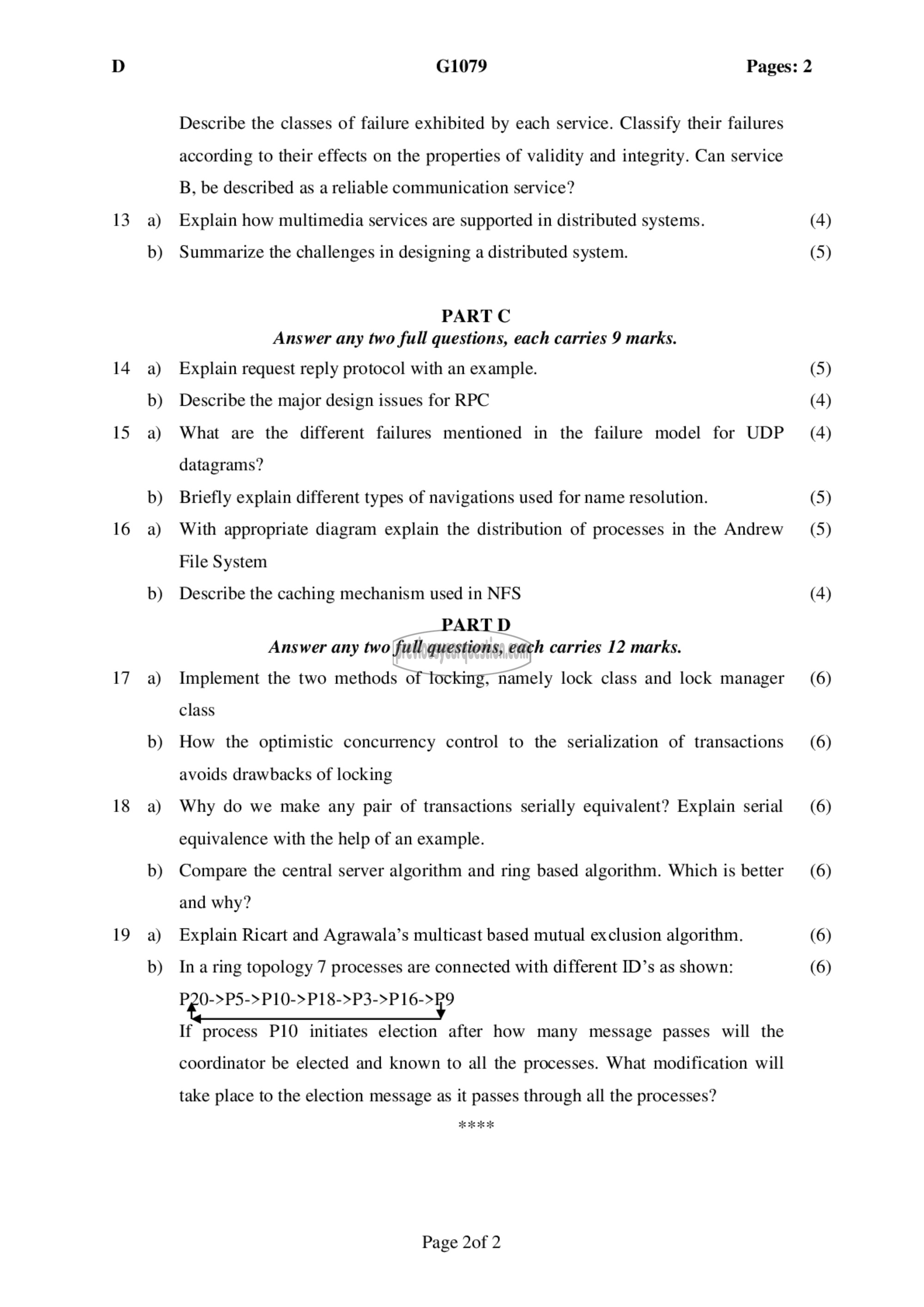 Question Paper - Distributed Computing-2