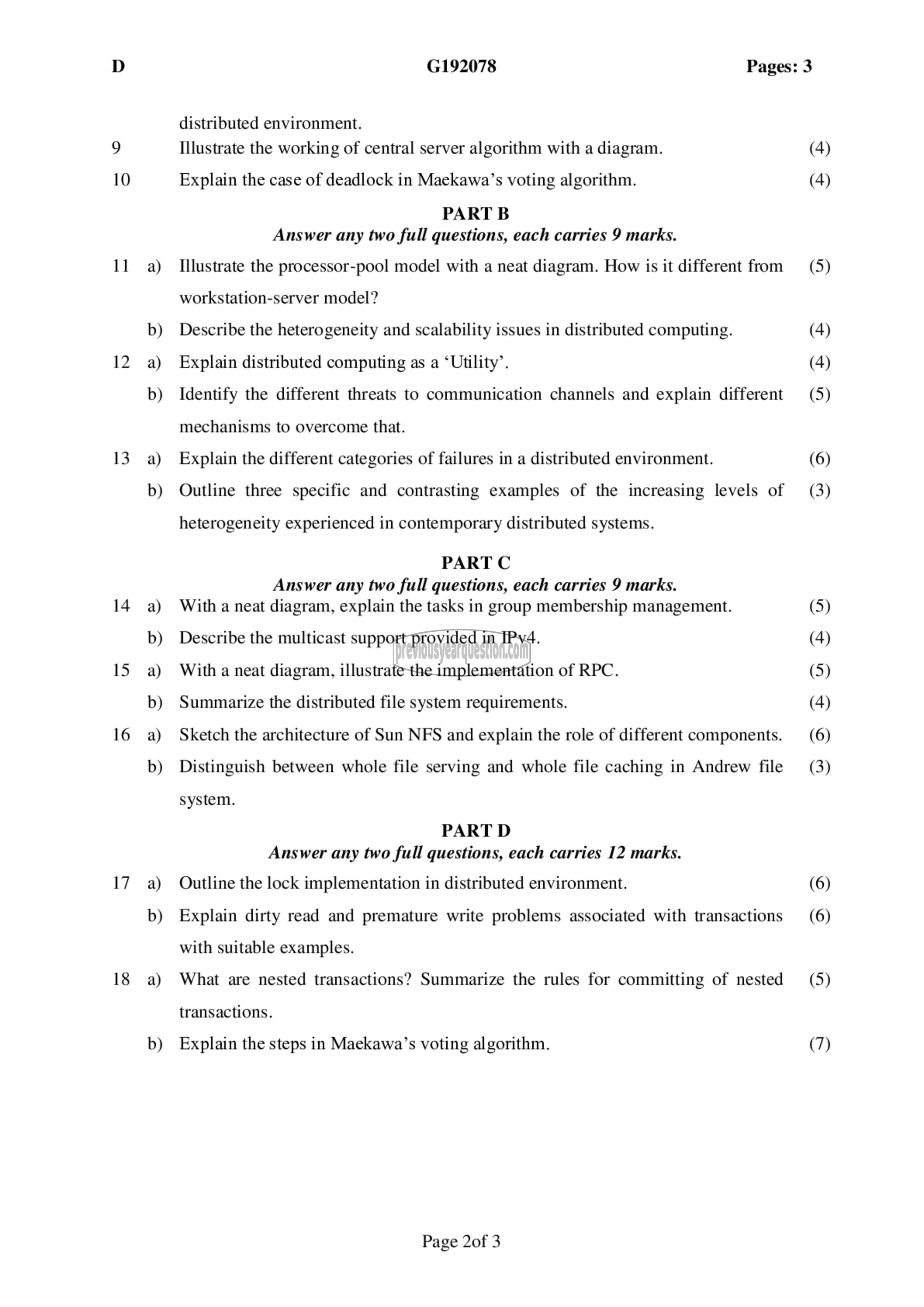 Question Paper - Distributed Computing-2