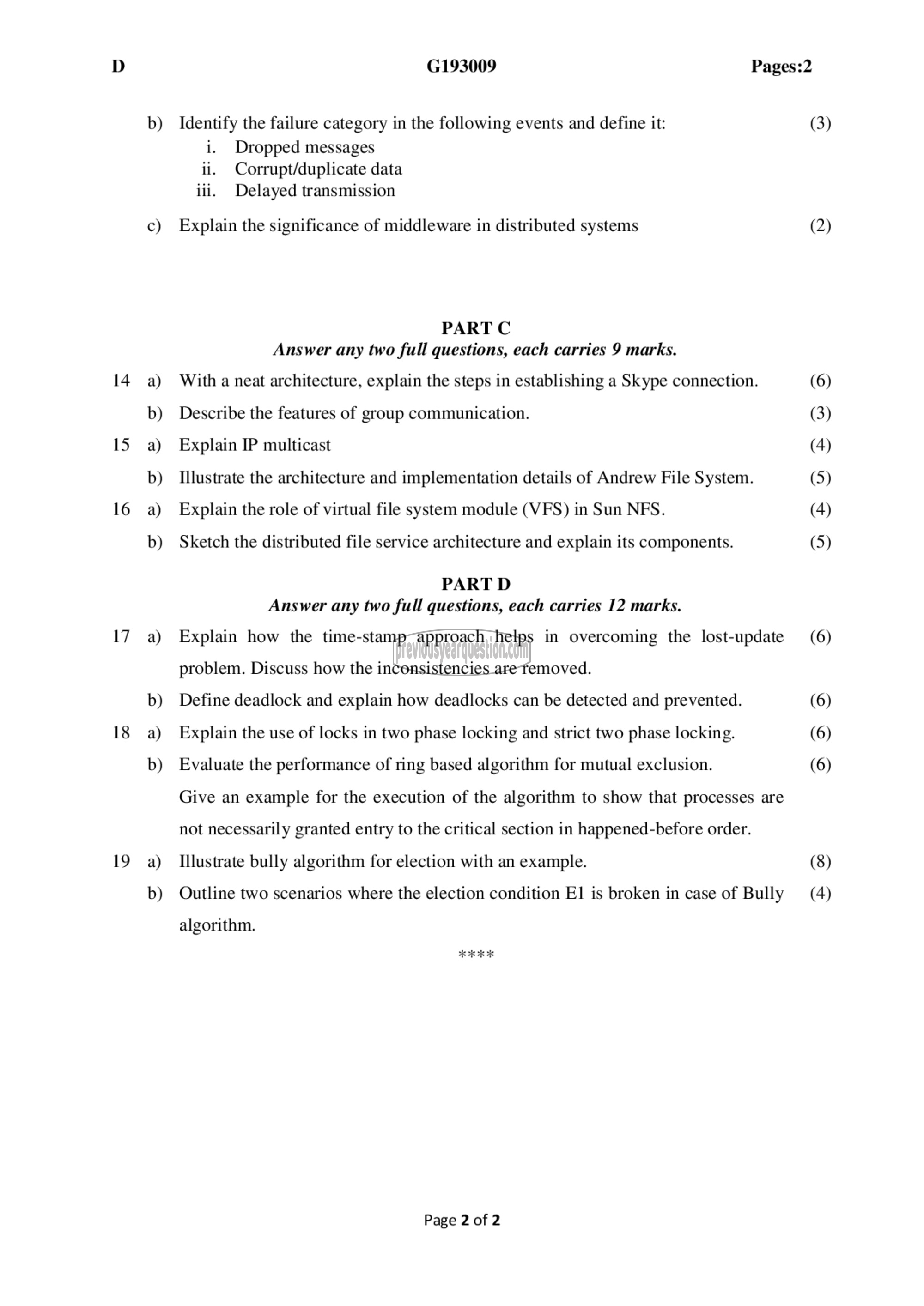 Question Paper - Distributed Computing-2