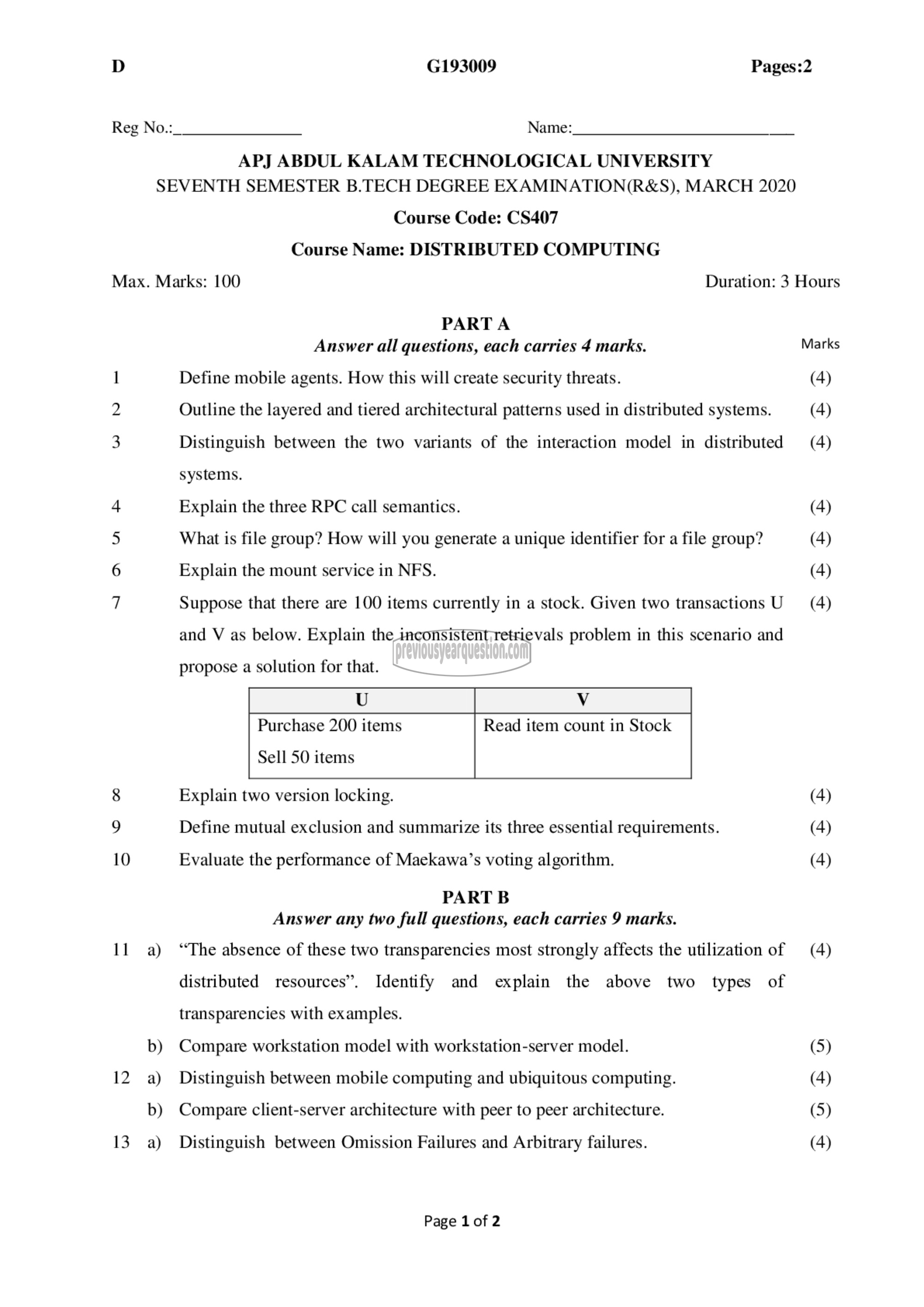 Question Paper - Distributed Computing-1