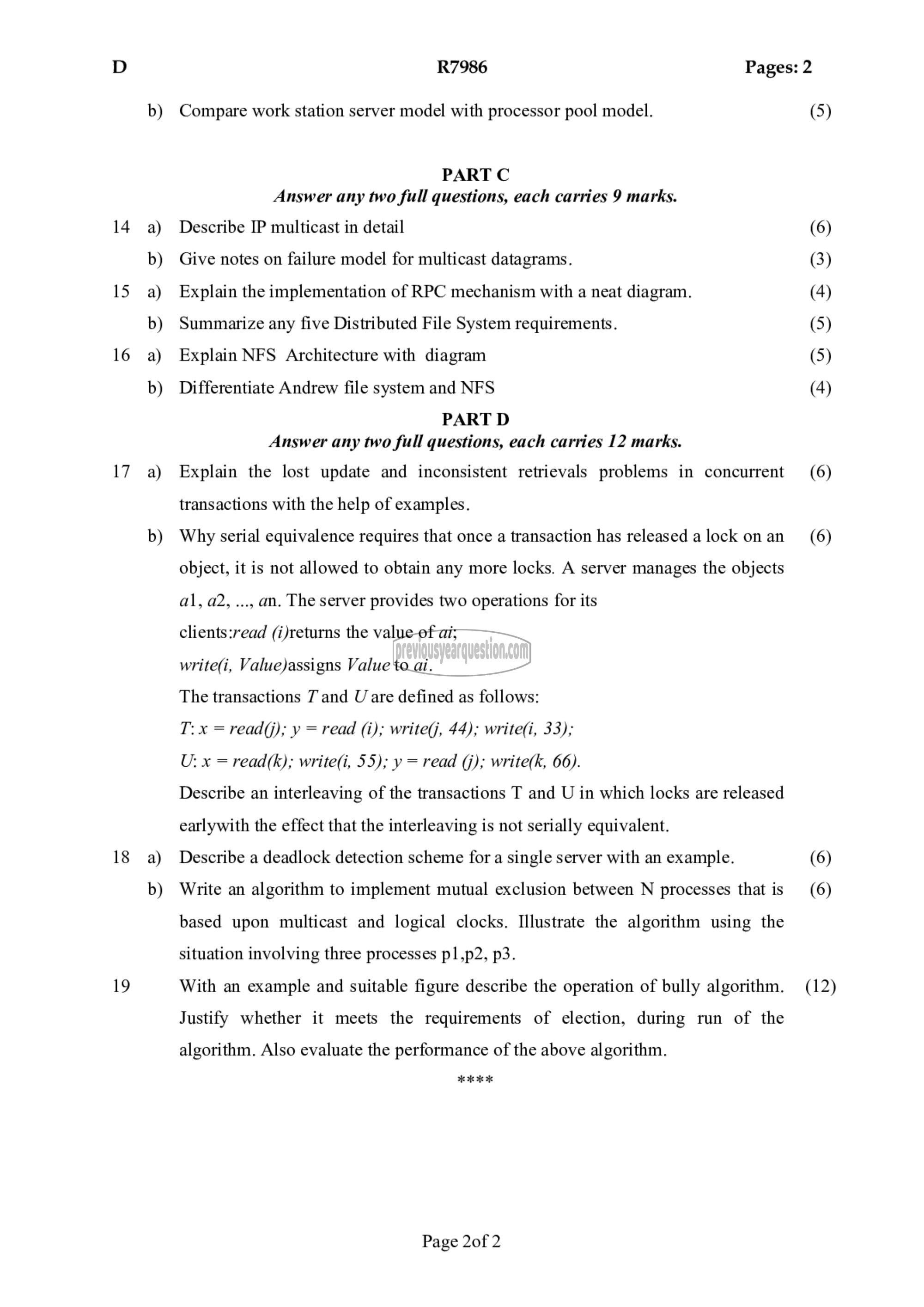 Question Paper - Distributed Computing-2