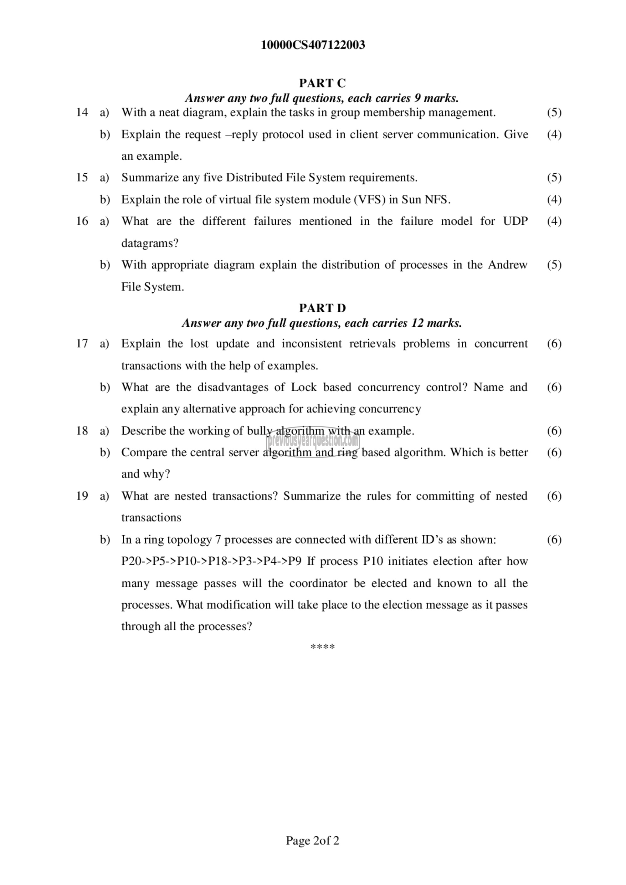 Question Paper - Distributed Computing-2