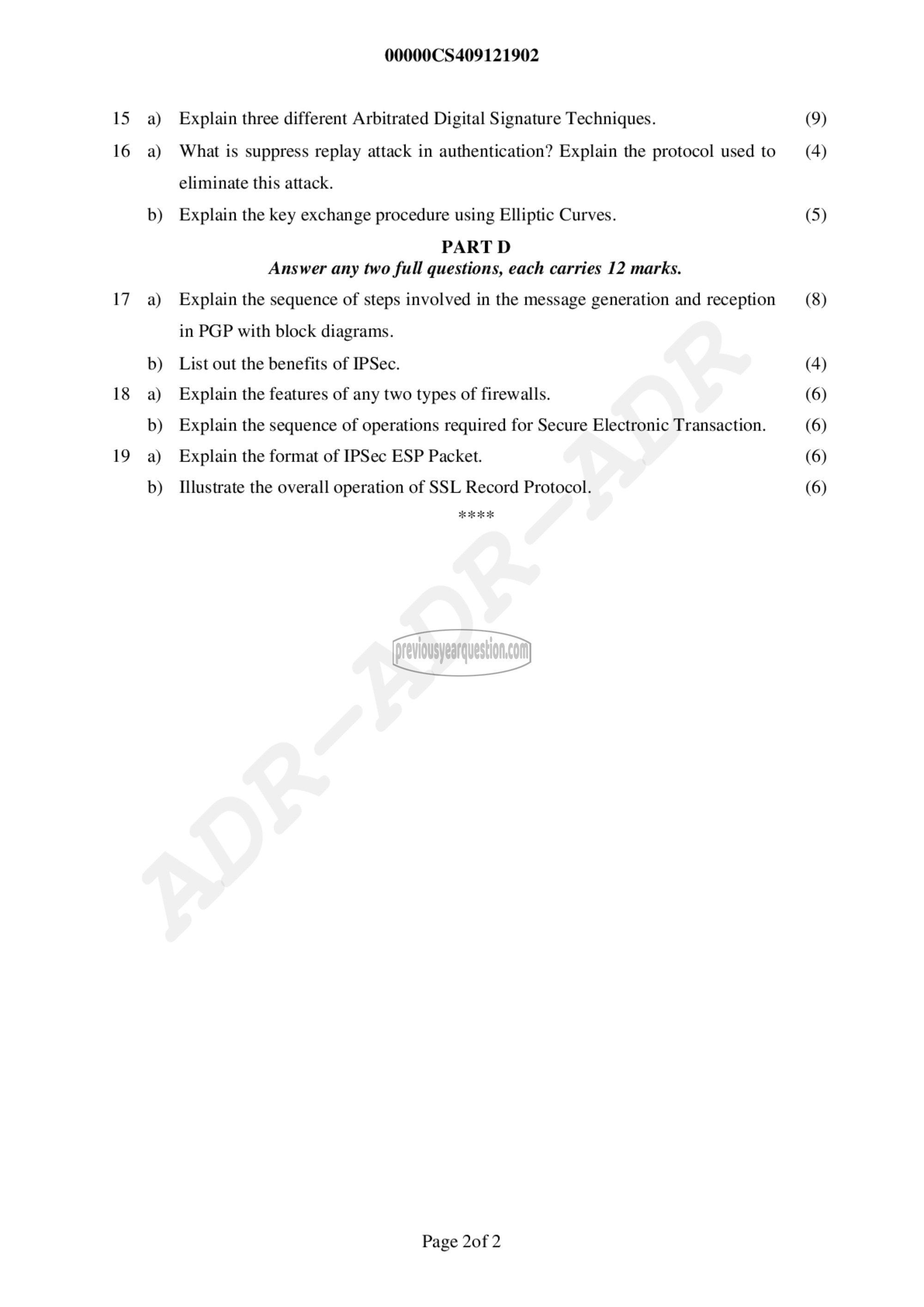 Question Paper - Cryptography and Network Security-2