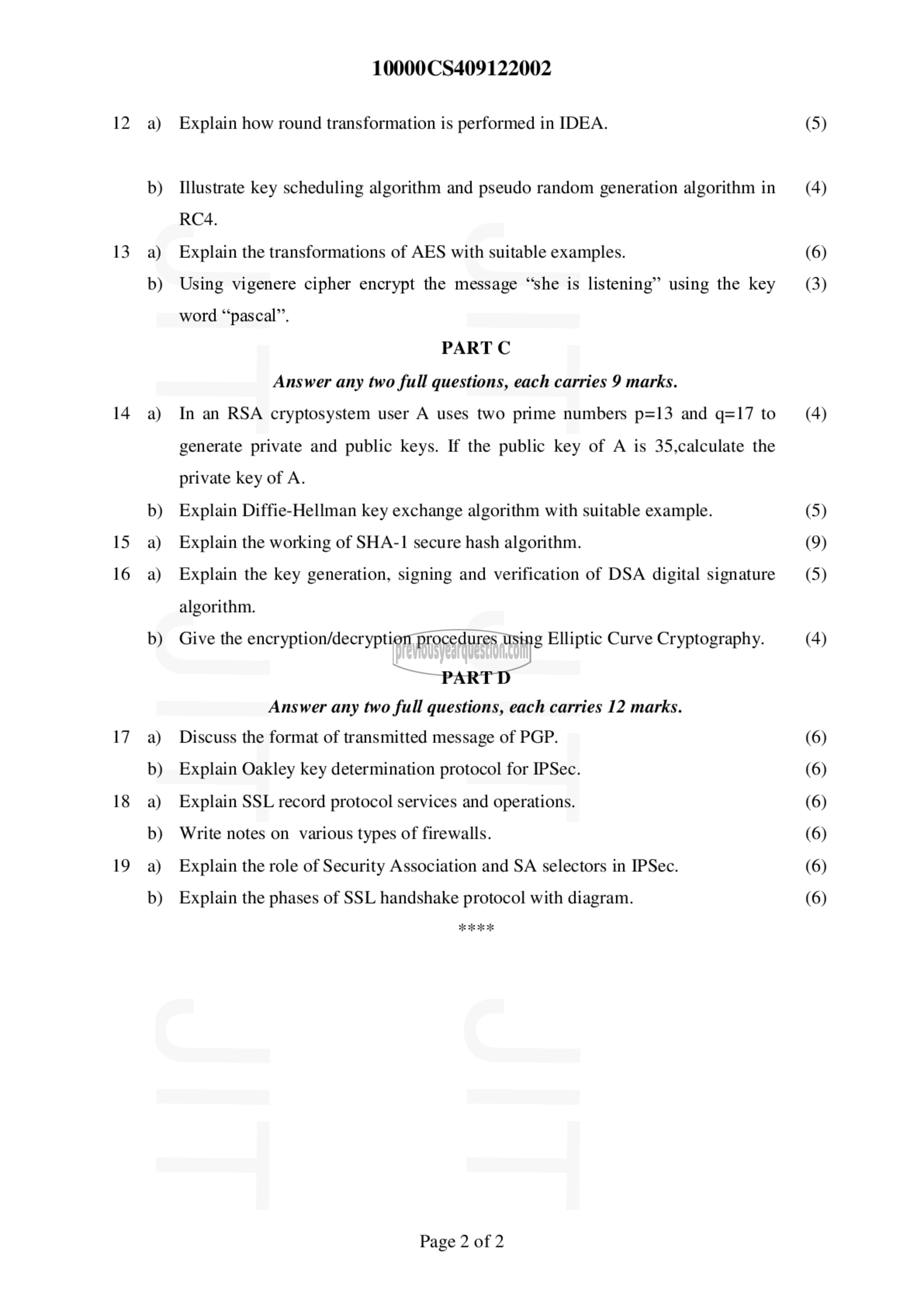 Question Paper - Cryptography and Network Security-2