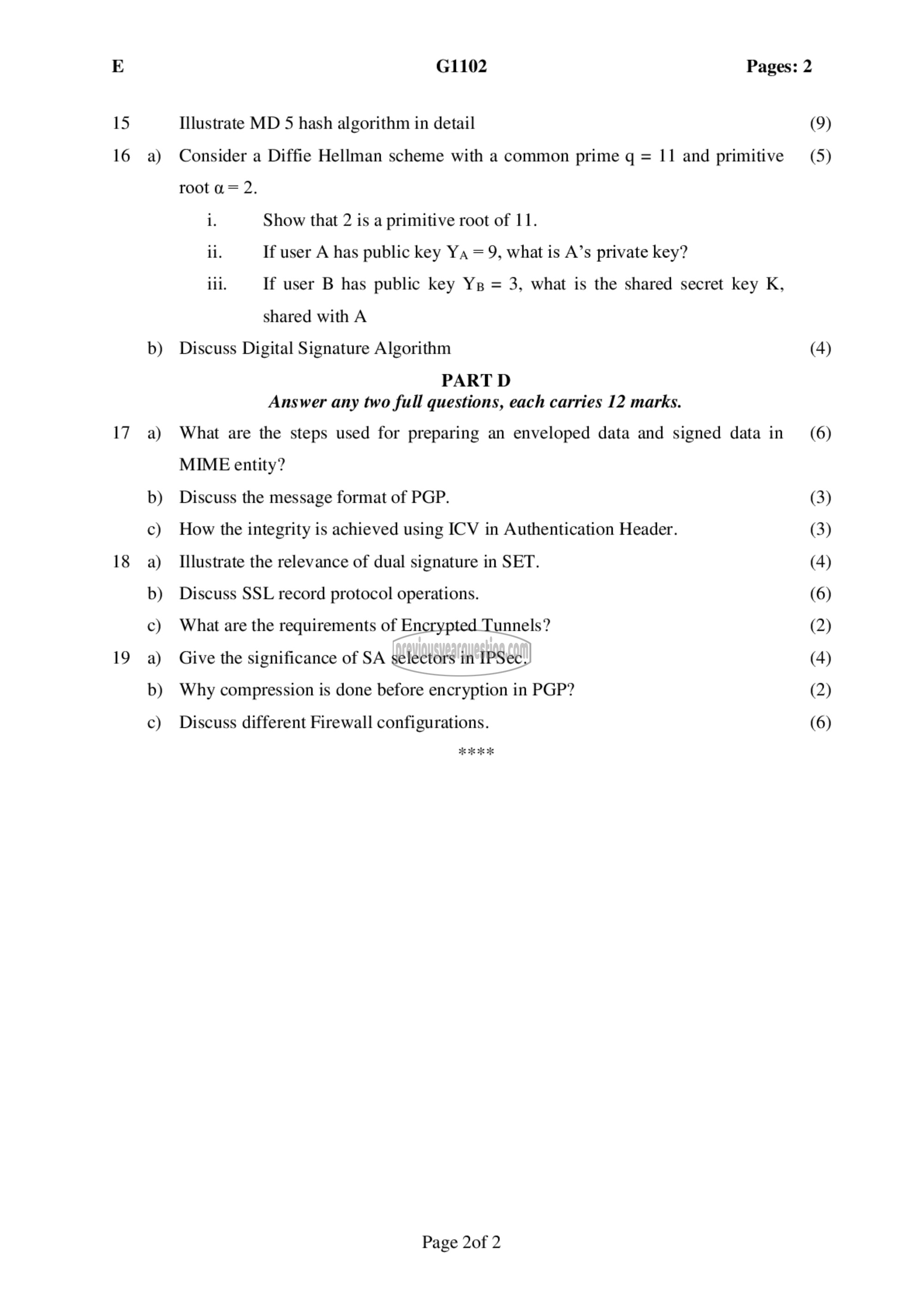 Question Paper - Cryptography and Network Security-2