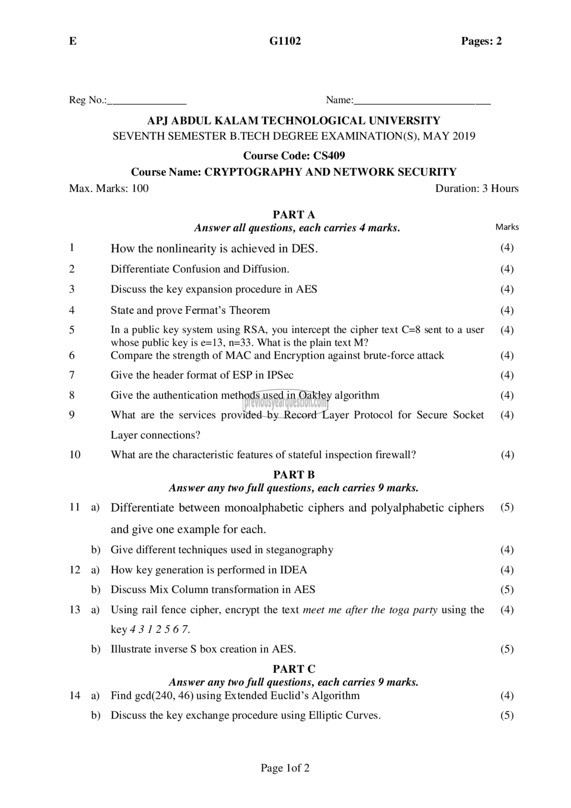 Question Paper - Cryptography and Network Security-1