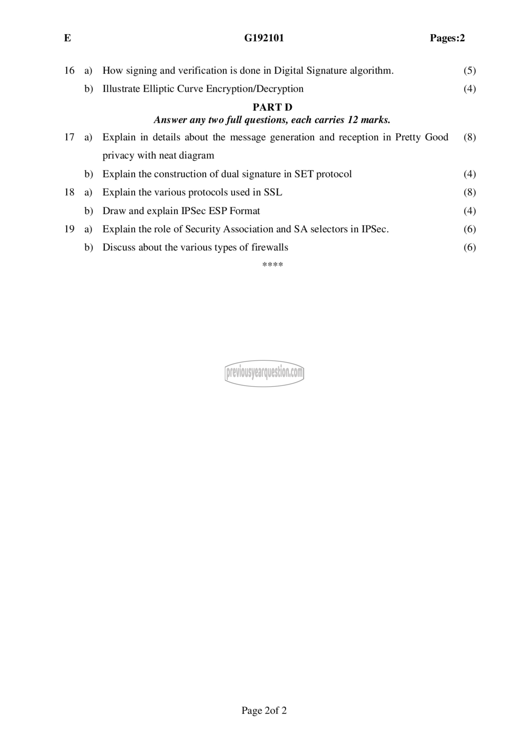 Question Paper - Cryptography and Network Security-2