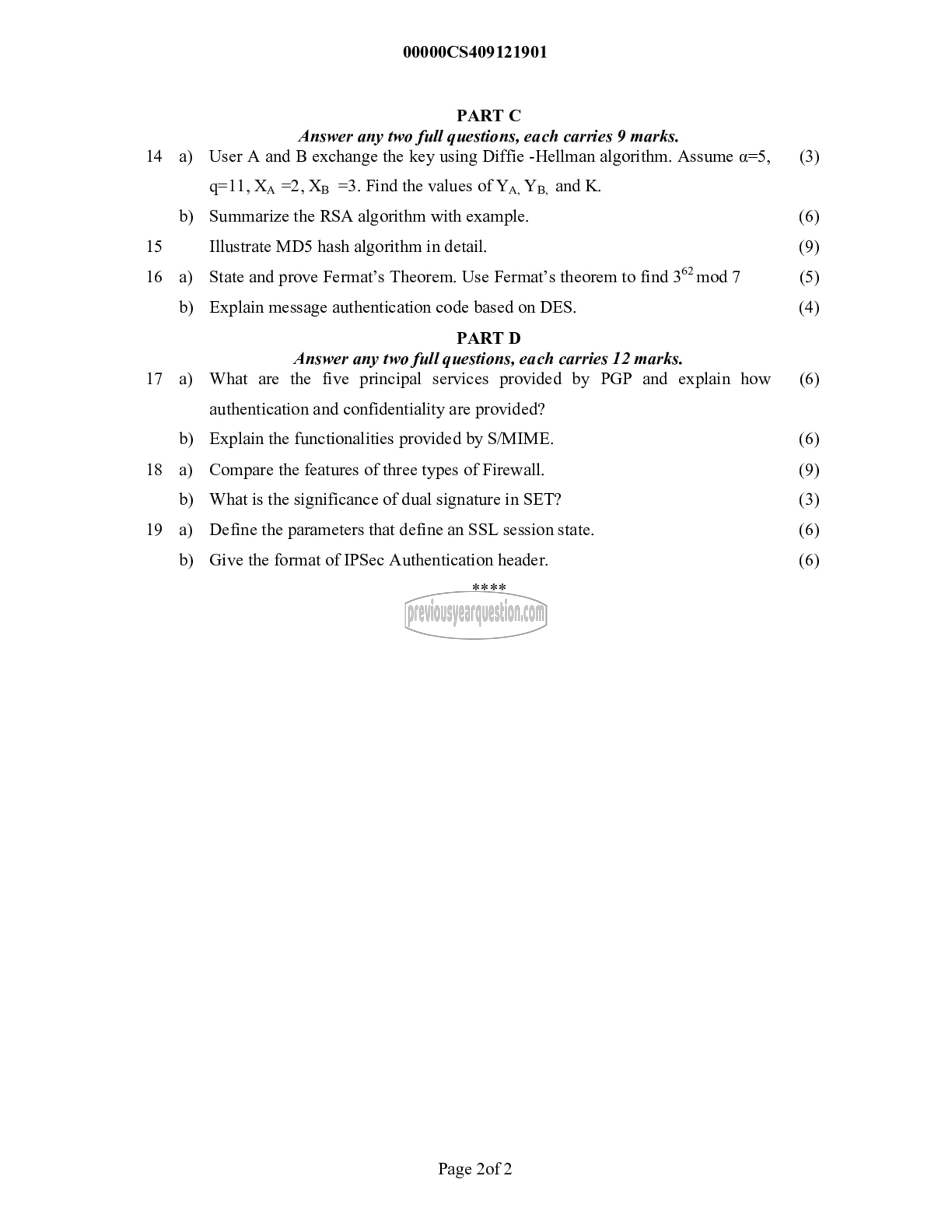 Question Paper - Cryptography and Network Security-2