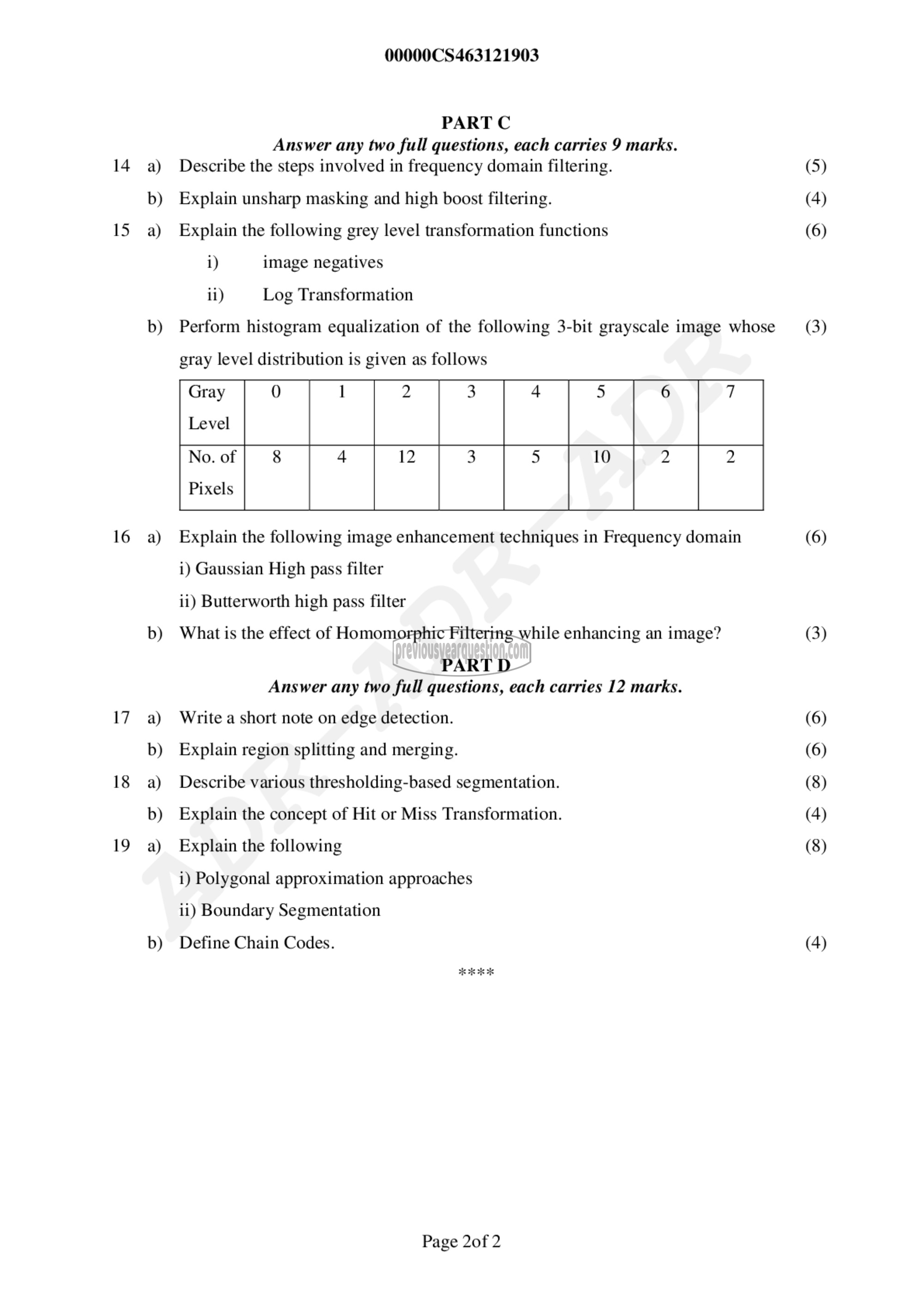 Question Paper - Digital Image Processing-2