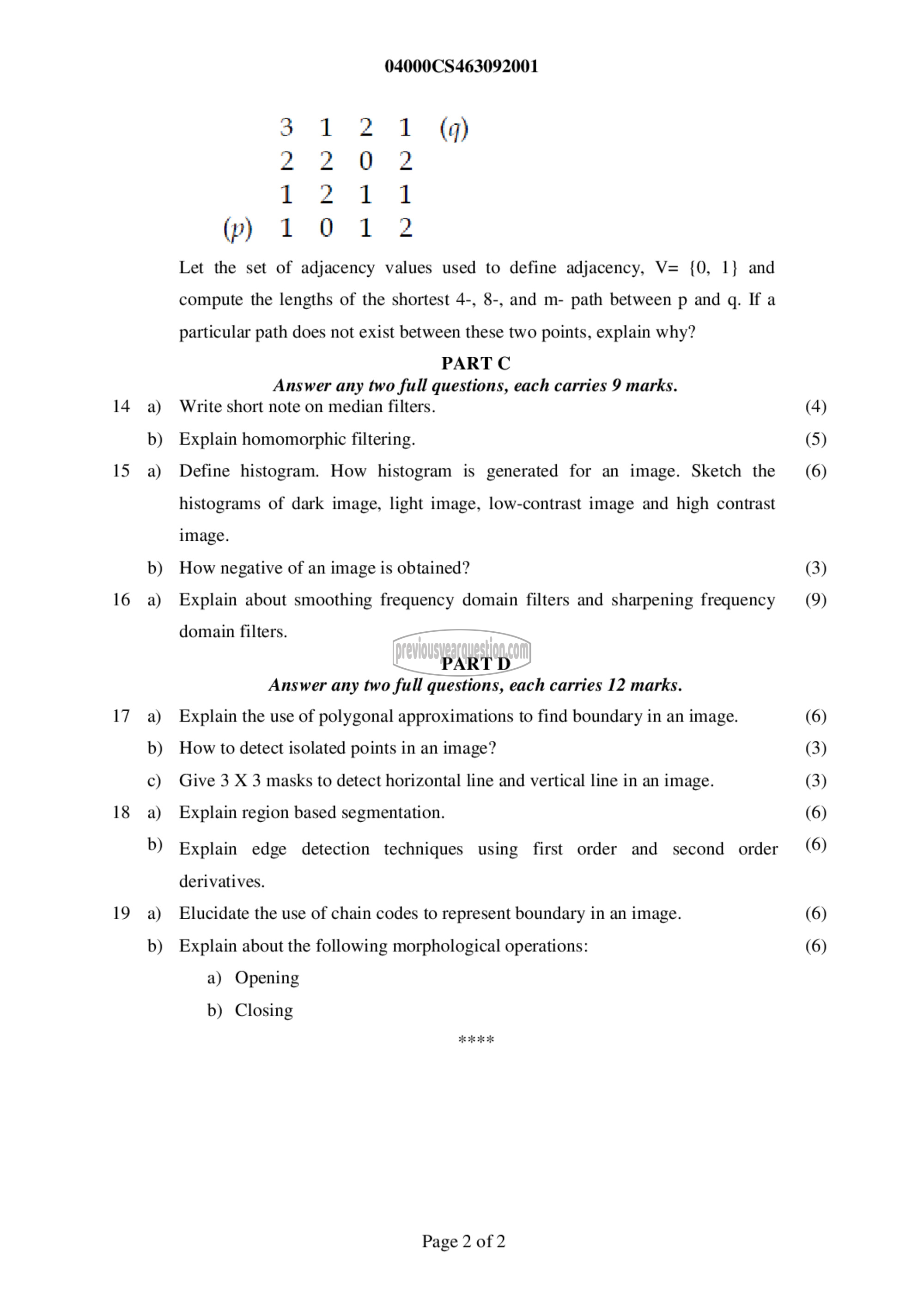 Question Paper - Digital Image Processing-2