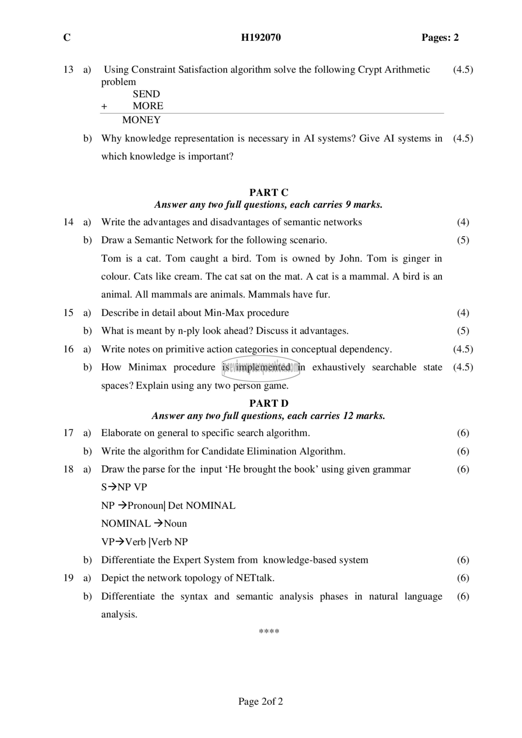 Question Paper - Artificial Intelligence-2