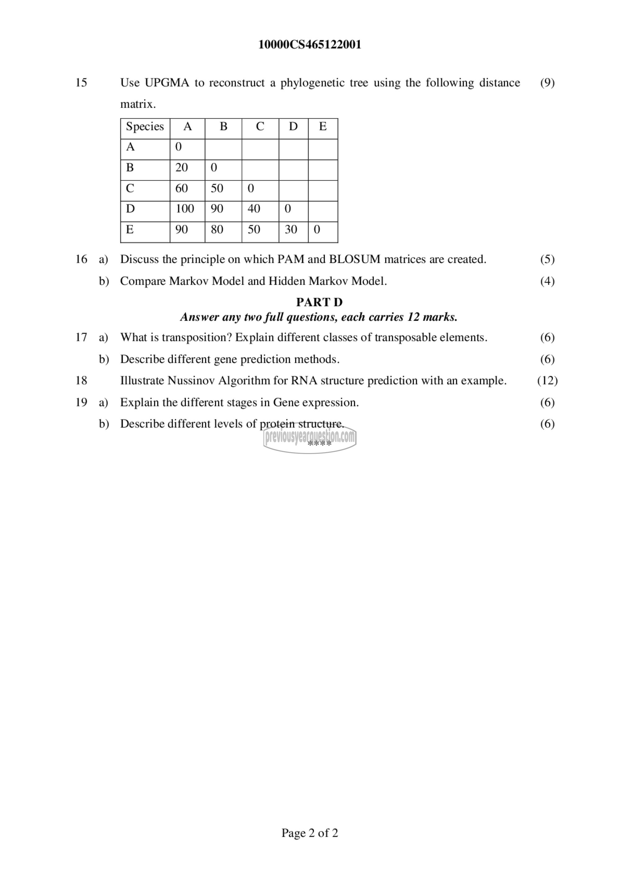 Question Paper - Bio Informatics-2