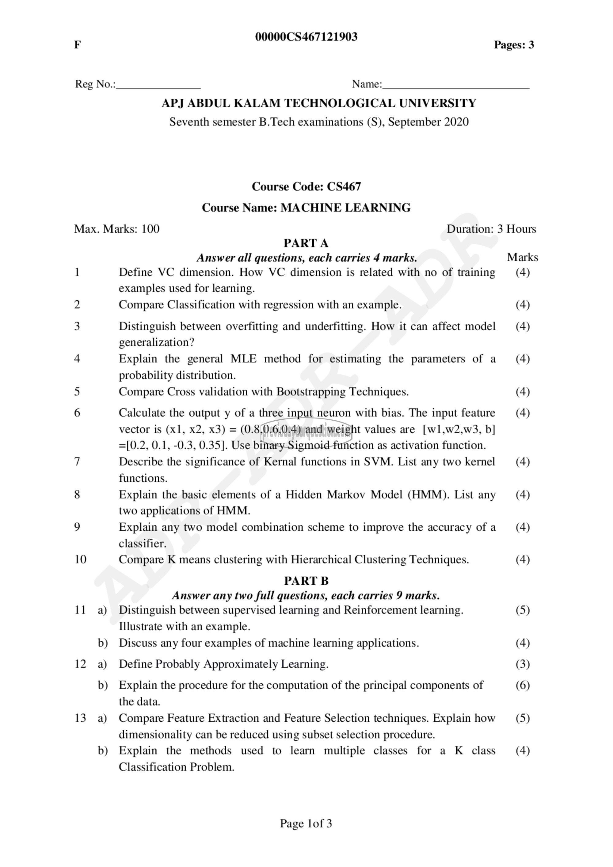 Question Paper - Machine Learning-1