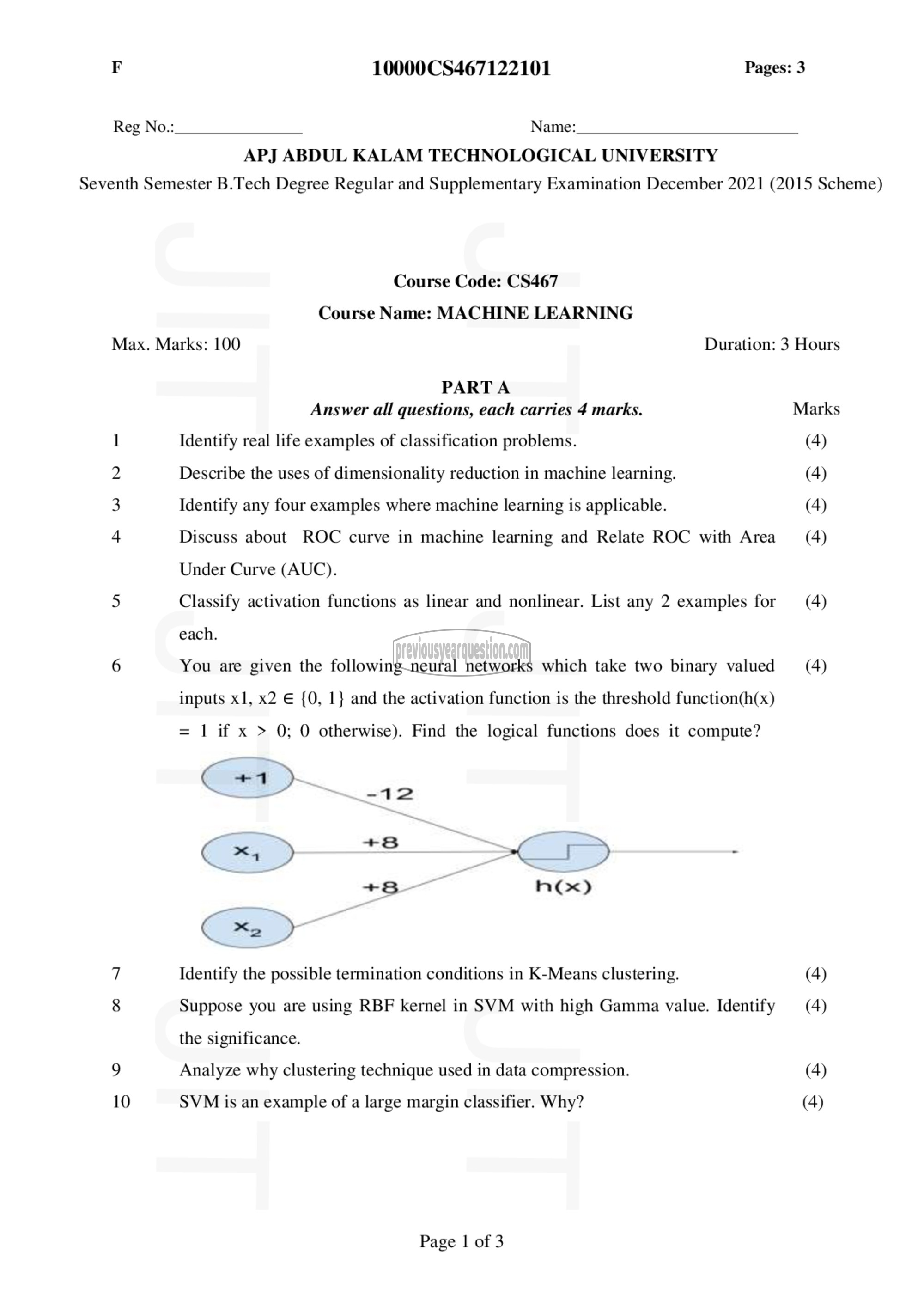 Question Paper - Machine Learning-1