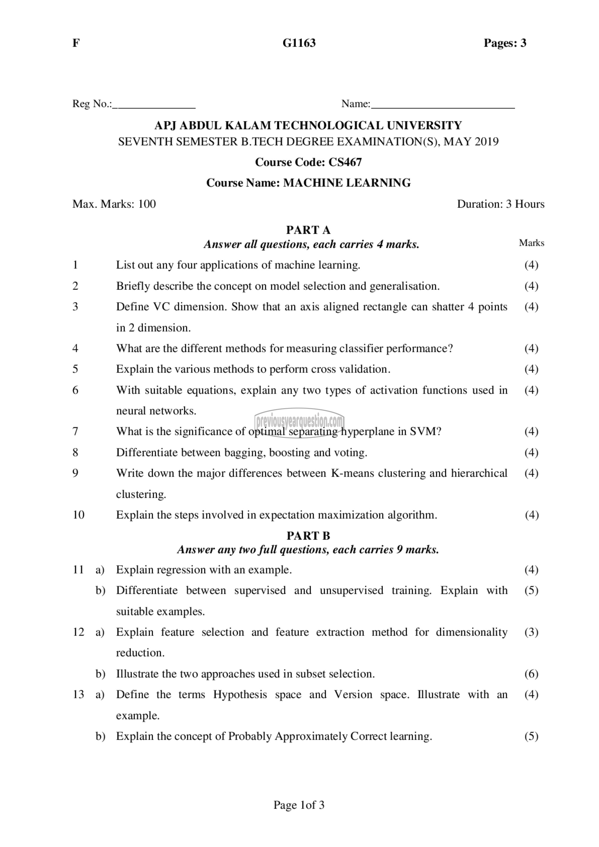 Question Paper - Machine Learning-1