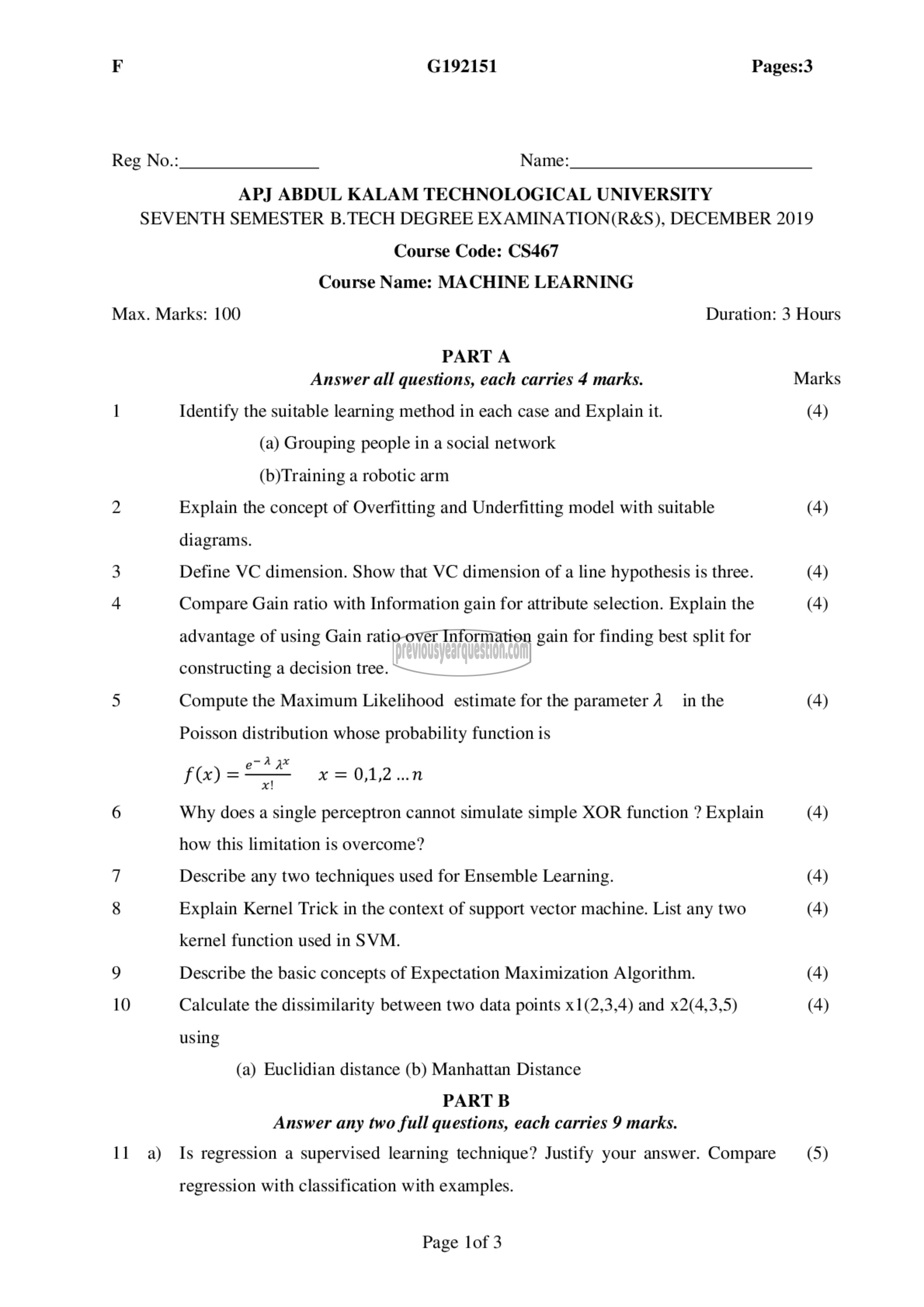 Question Paper - Machine Learning-1