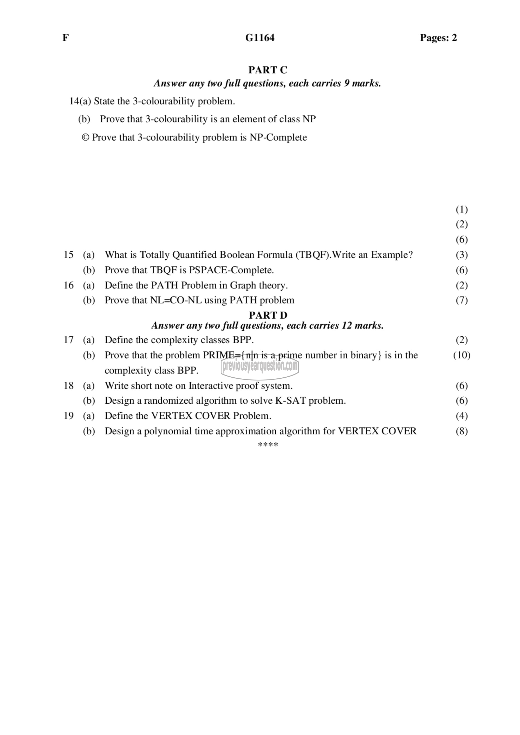 Question Paper - Computational complexity-2