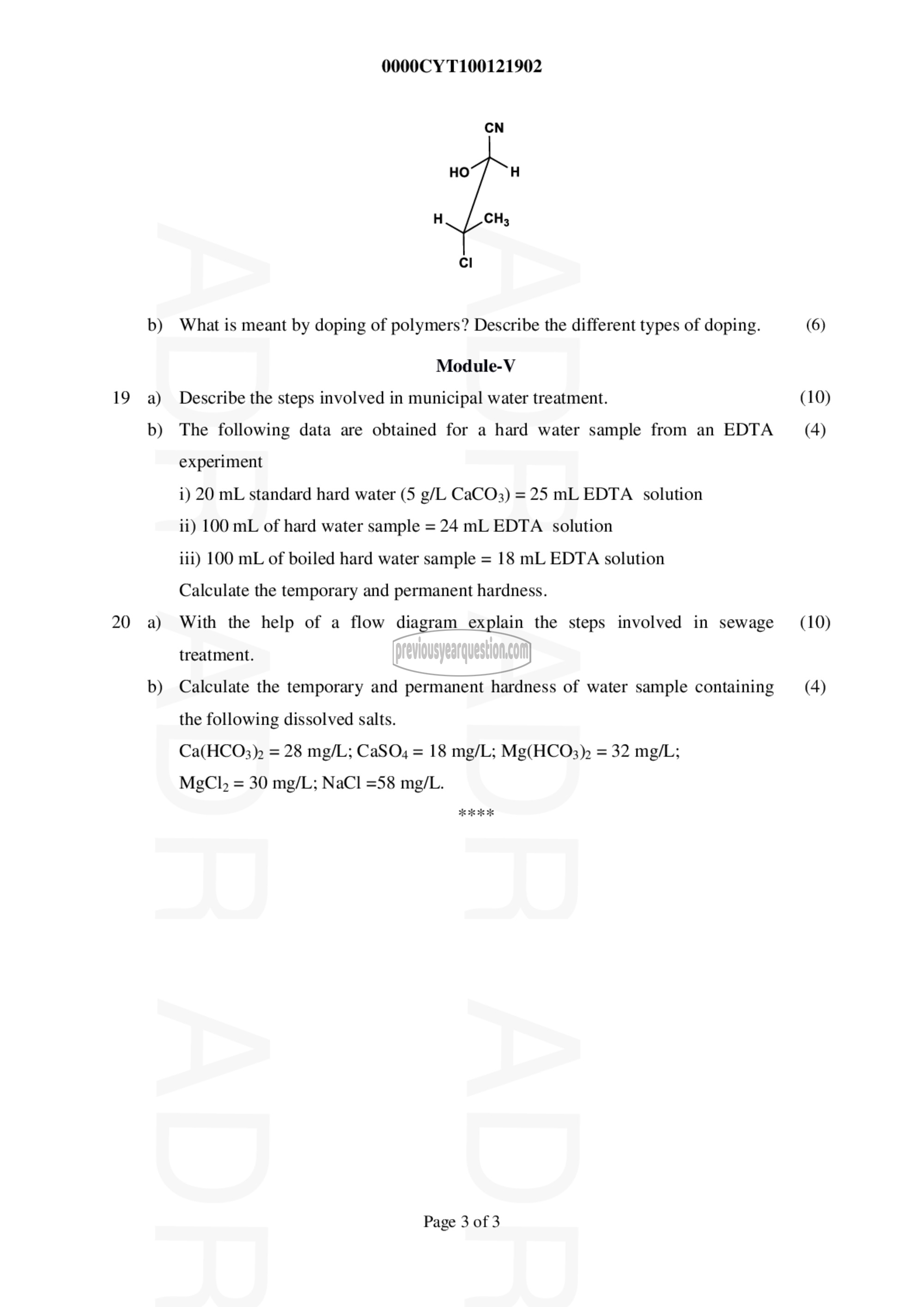 Question Paper - ENGINEERING CHEMISTRY-3