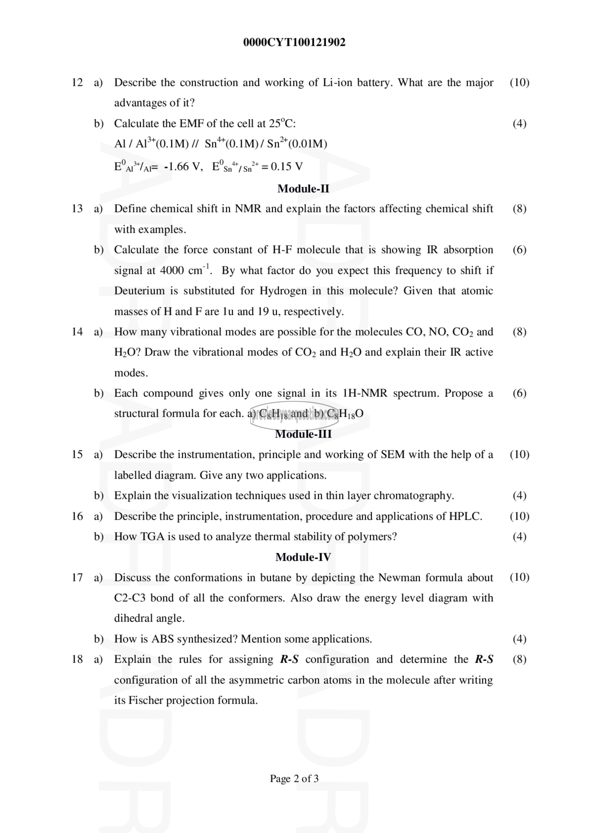 Question Paper - ENGINEERING CHEMISTRY-2