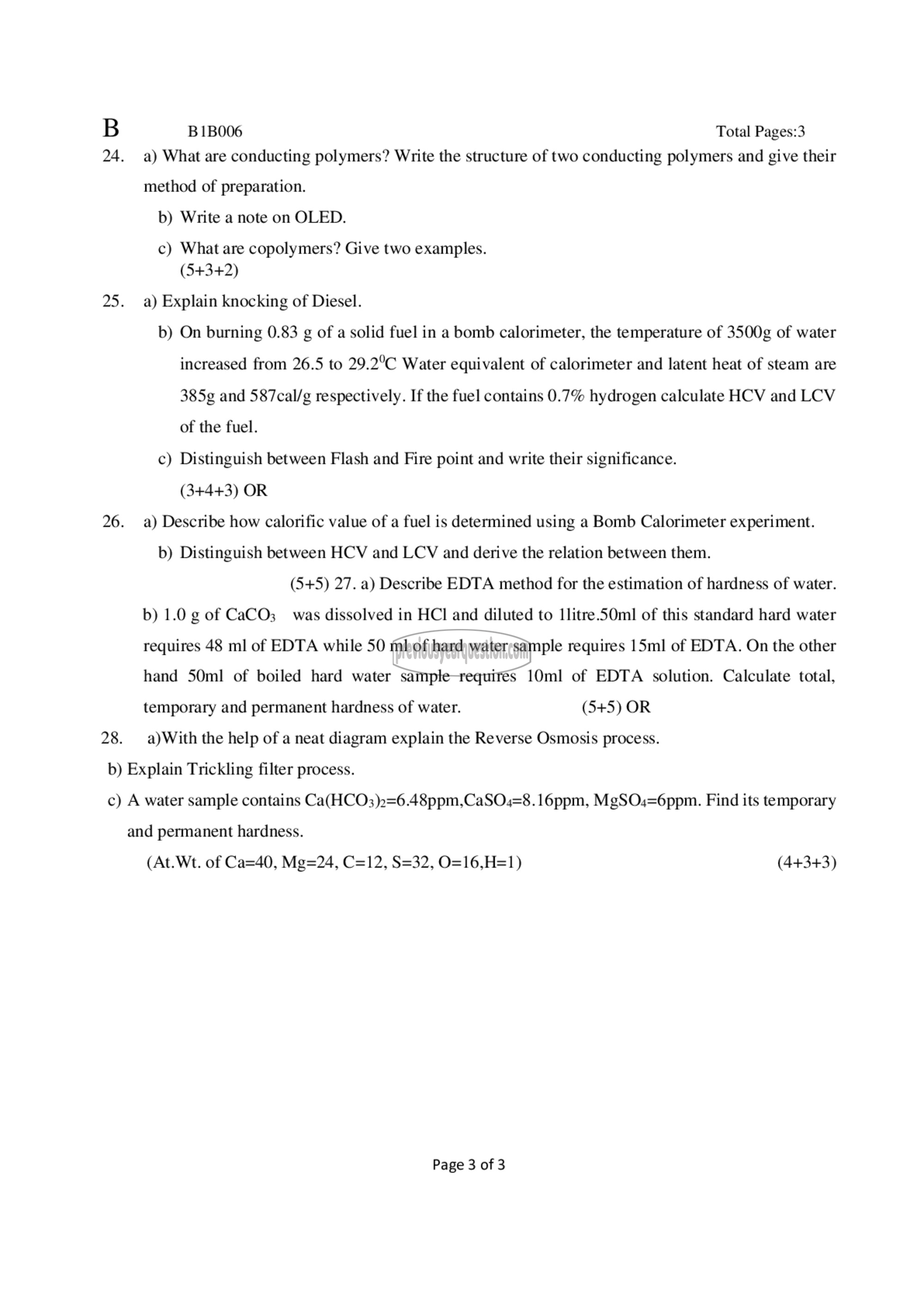 Question Paper - ENGINEERING CHEMISTRY-3