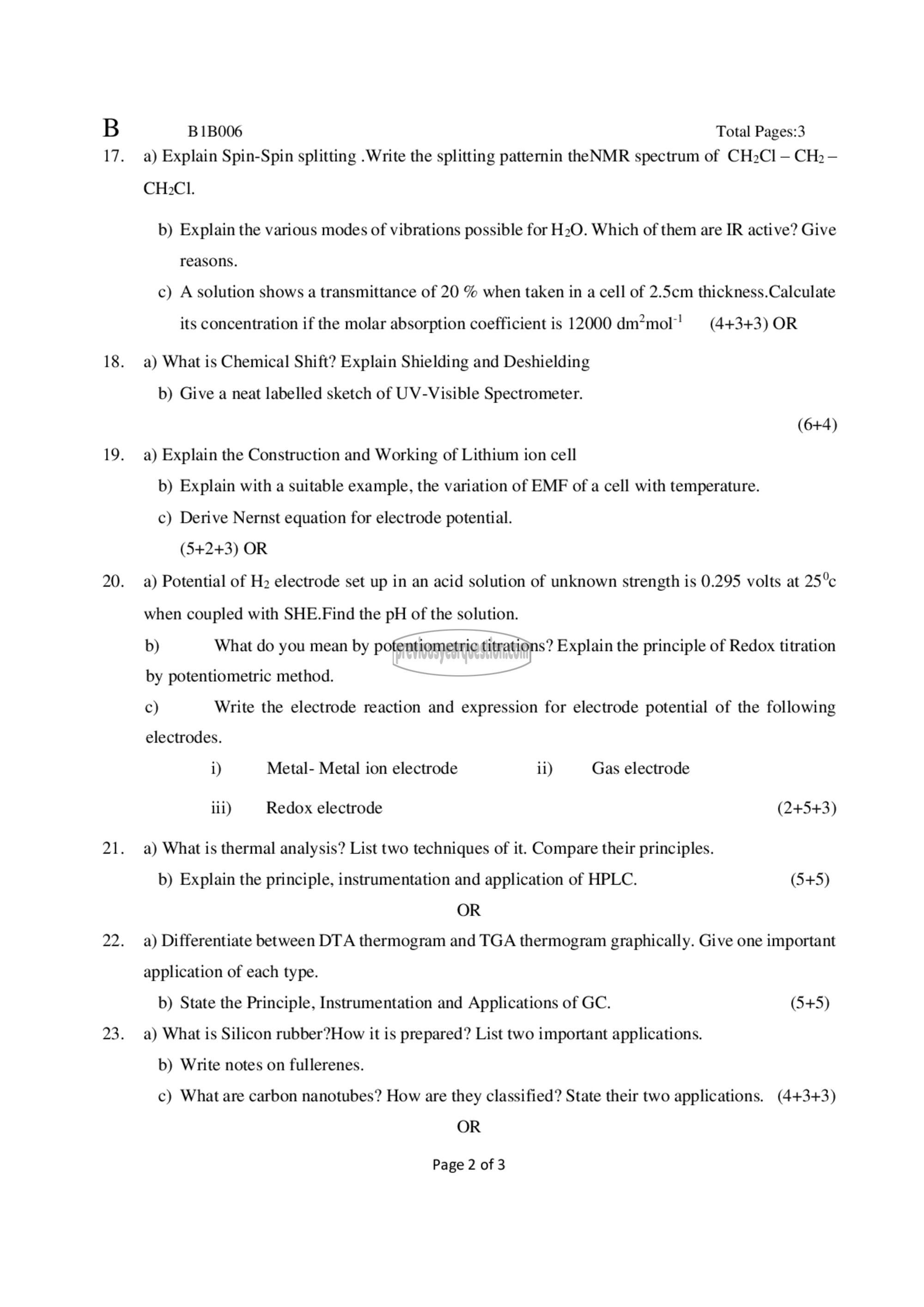 Question Paper - ENGINEERING CHEMISTRY-2