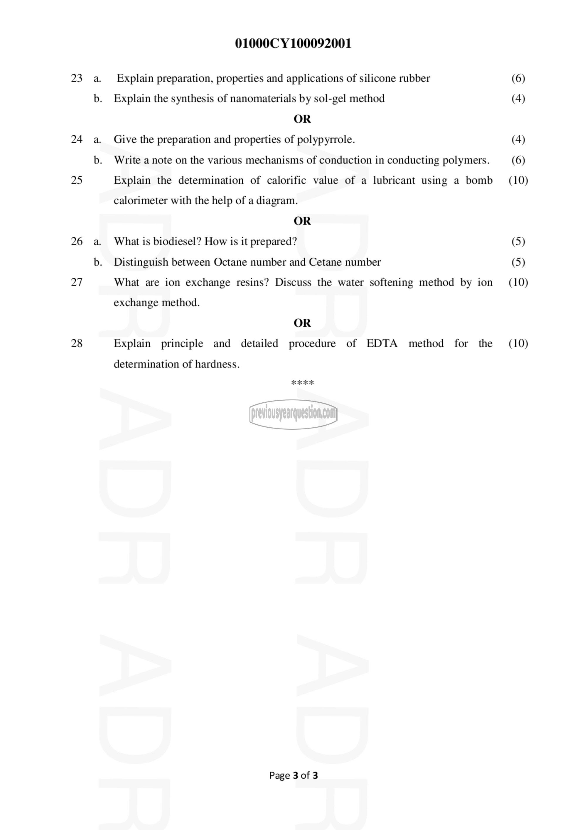 Question Paper - ENGINEERING CHEMISTRY-3