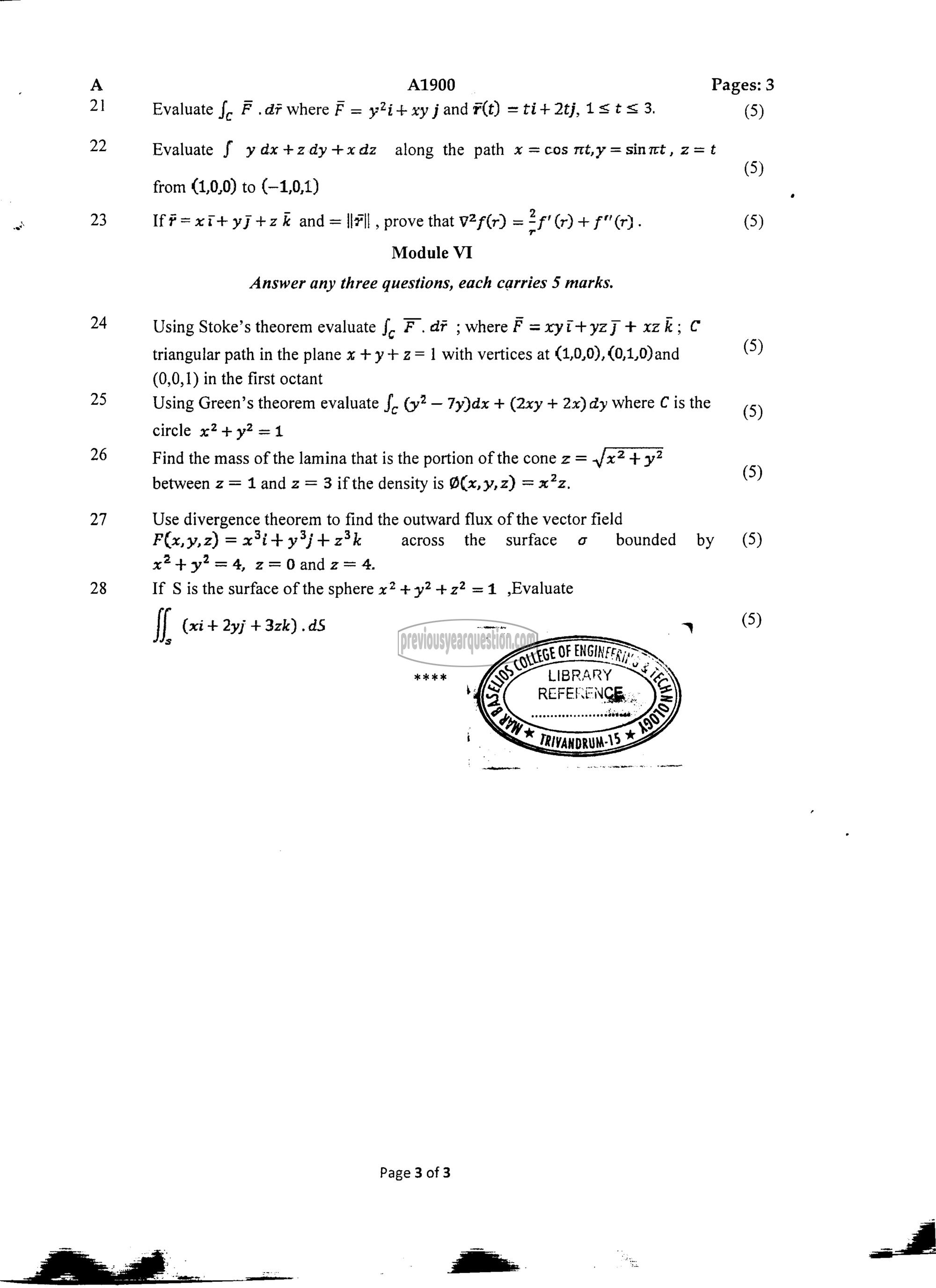 Question Paper - CALCULUS-3