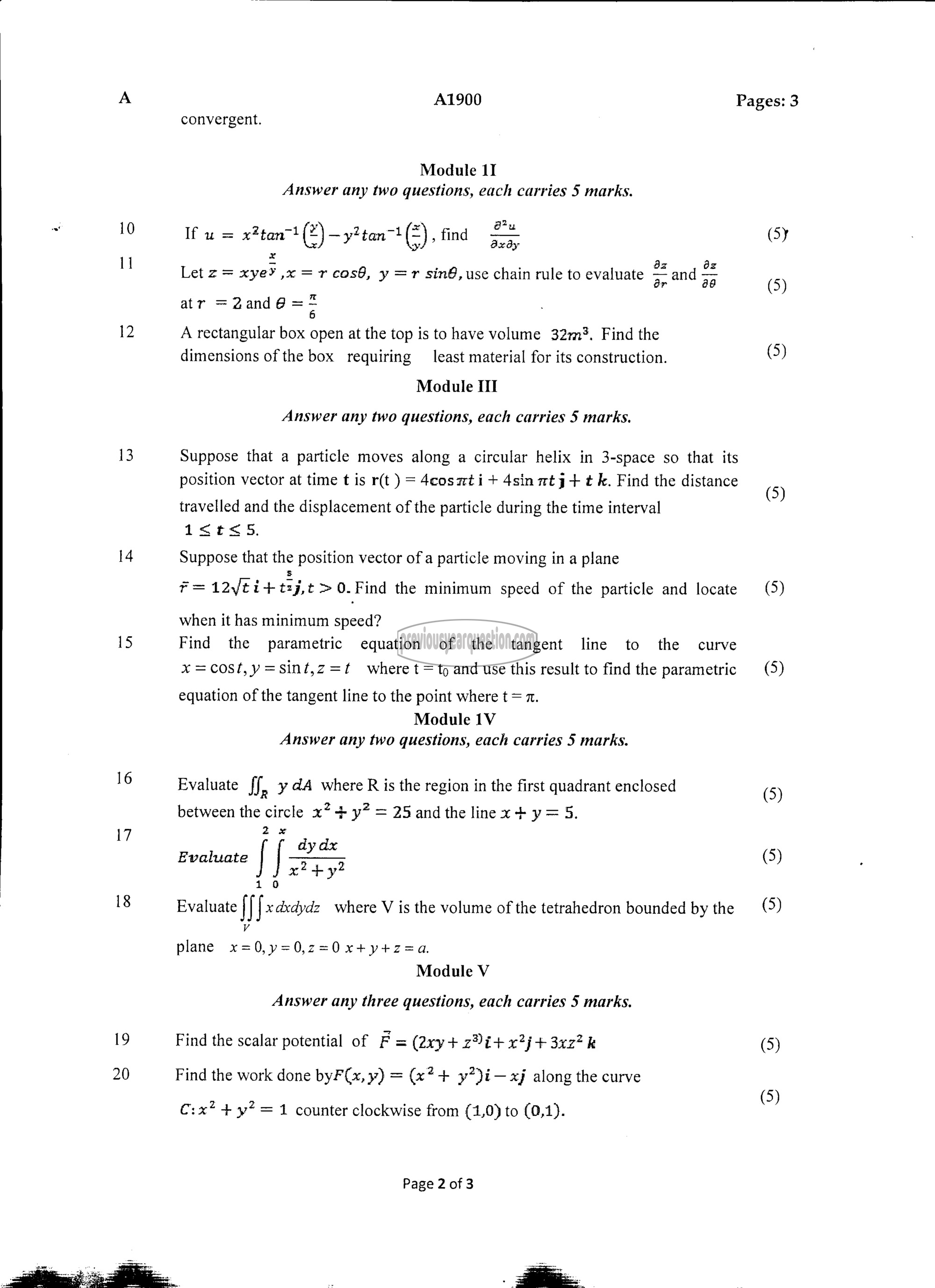 Question Paper - CALCULUS-2