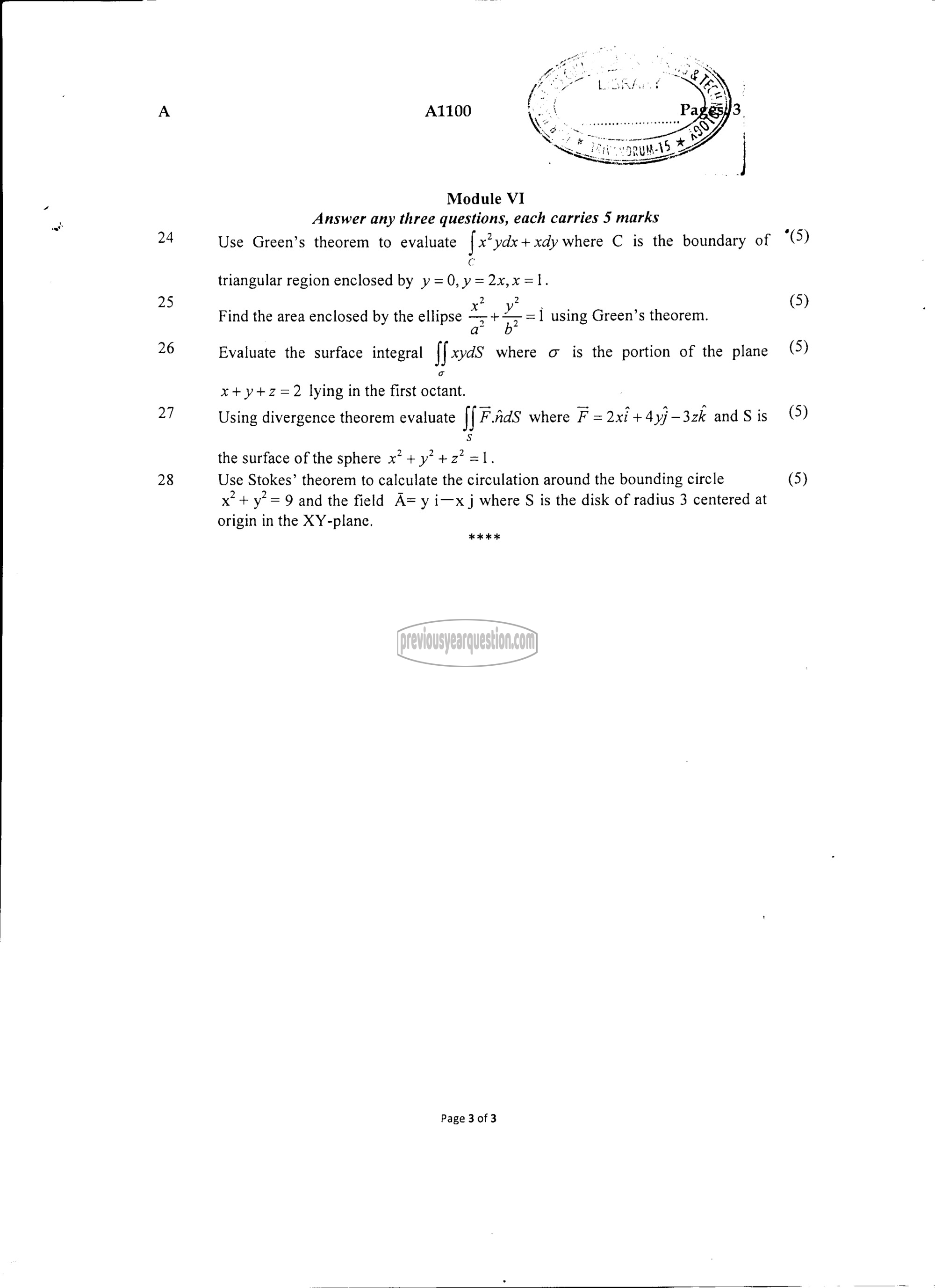 Question Paper - CALCULUS-3