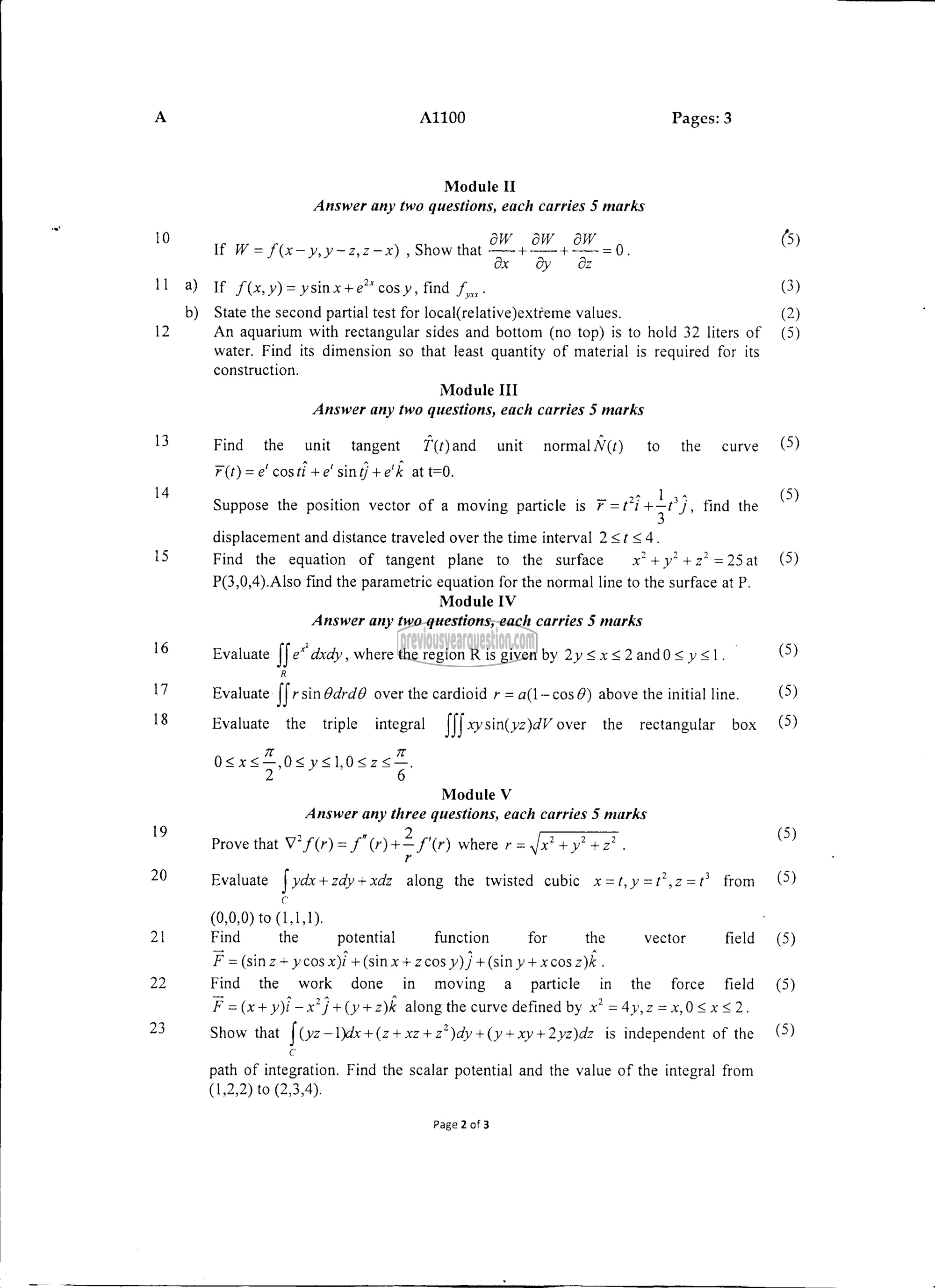 Question Paper - CALCULUS-2