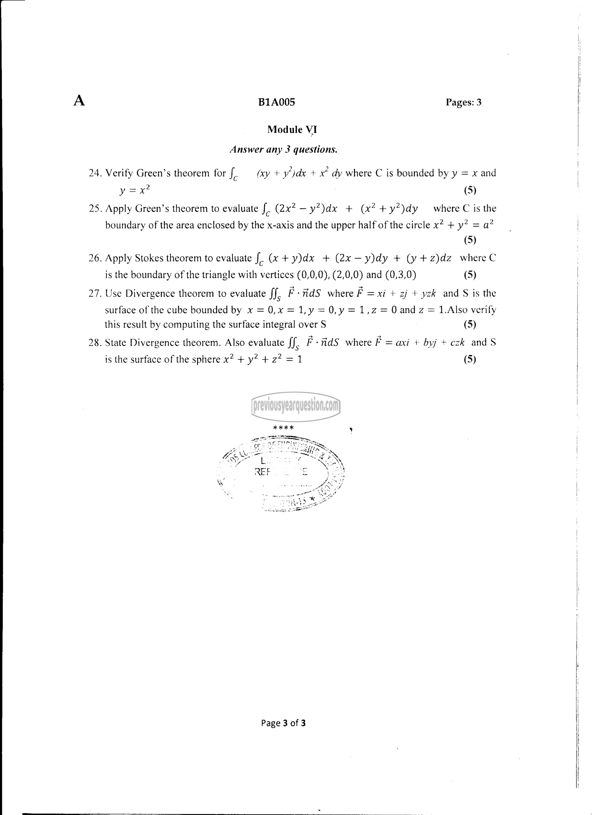 Question Paper - CALCULUS-3