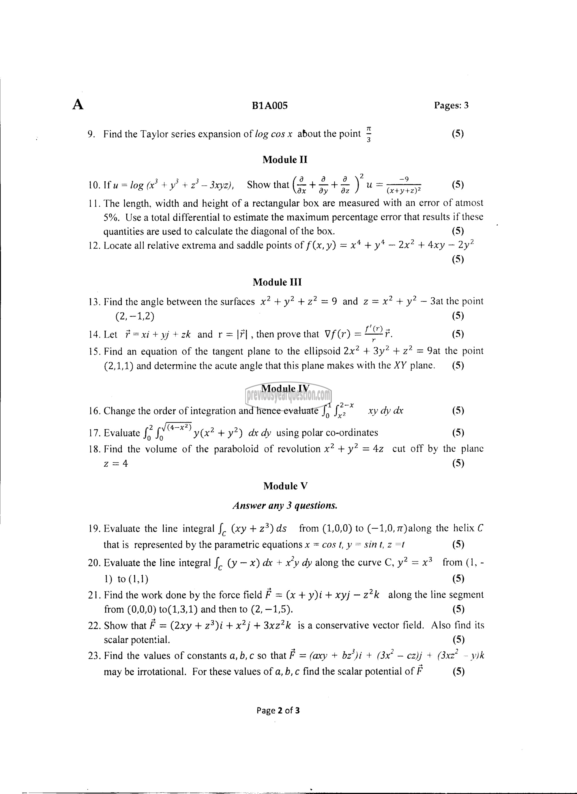 Question Paper - CALCULUS-2