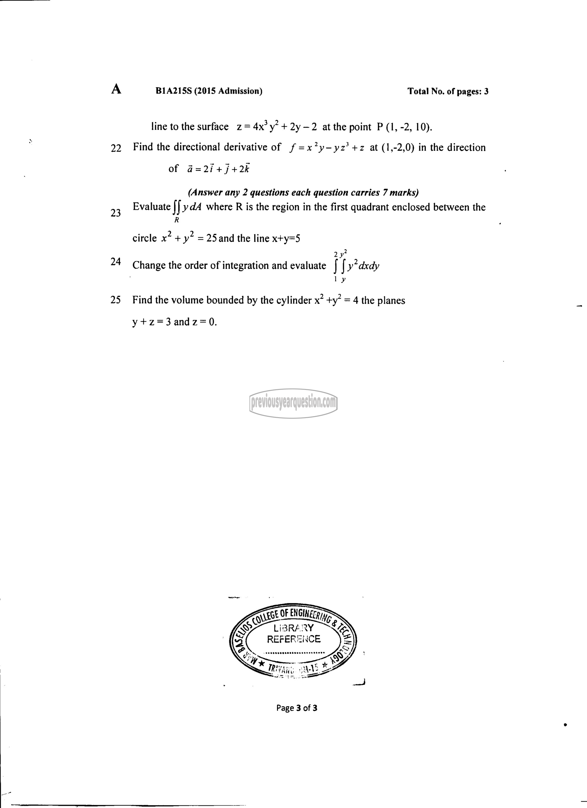 Question Paper - CALCULUS-3