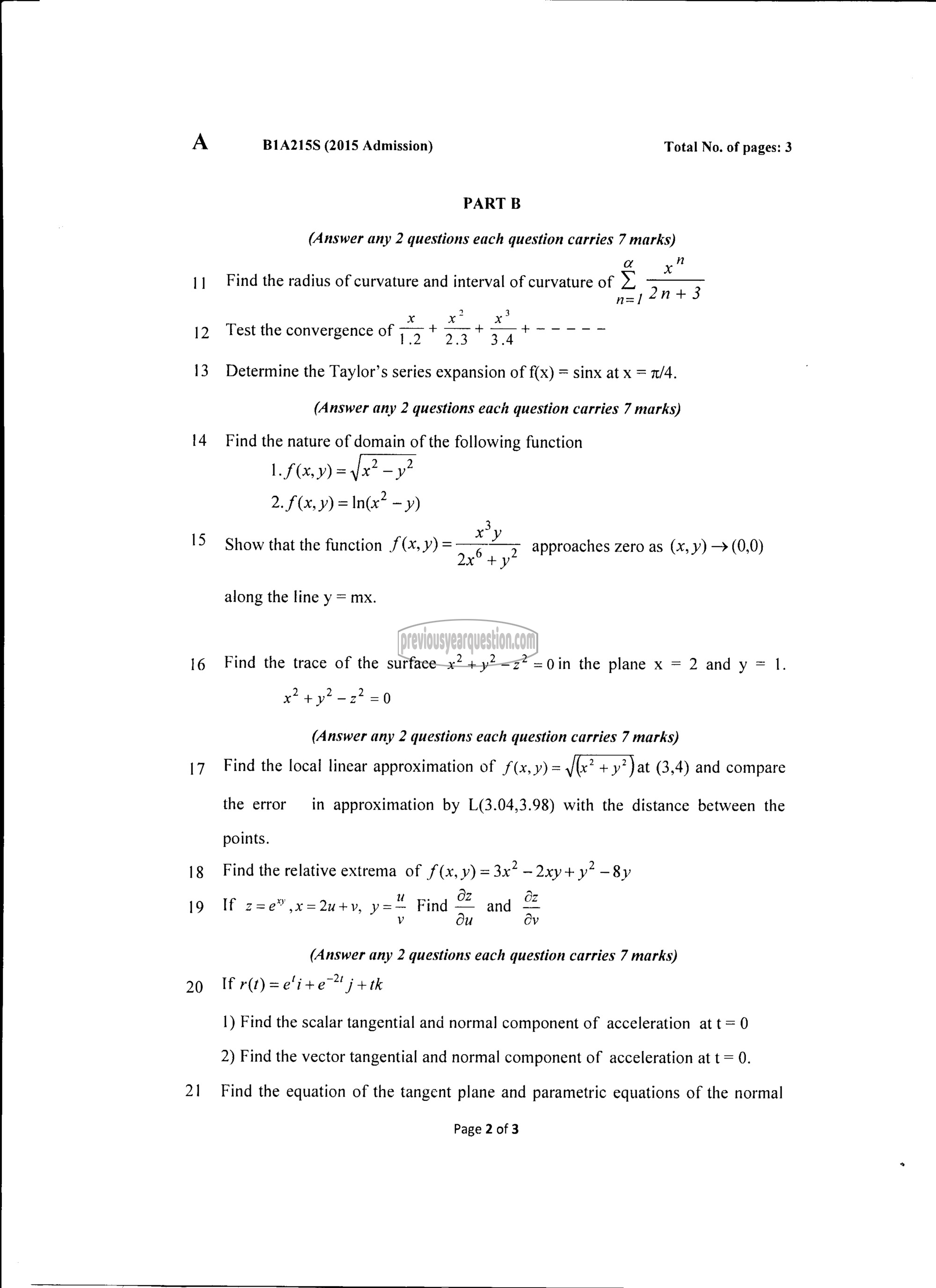 Question Paper - CALCULUS-2