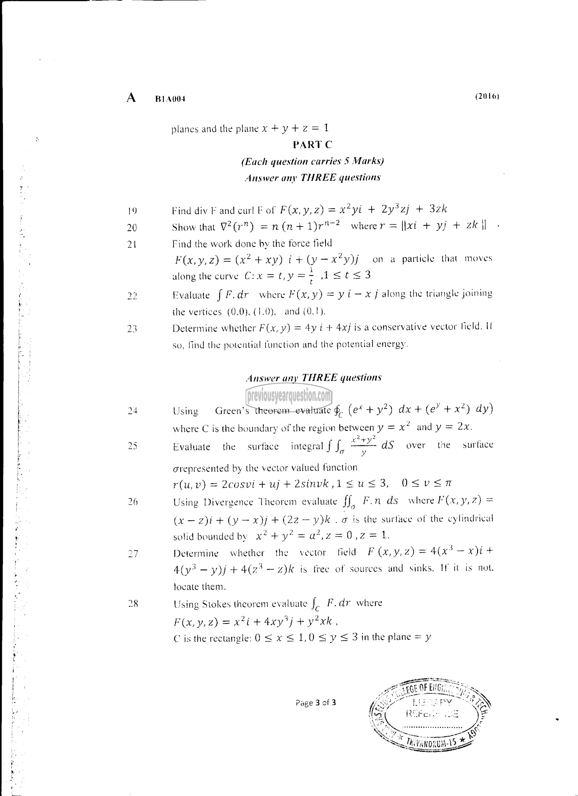 Question Paper - CALCULUS-3